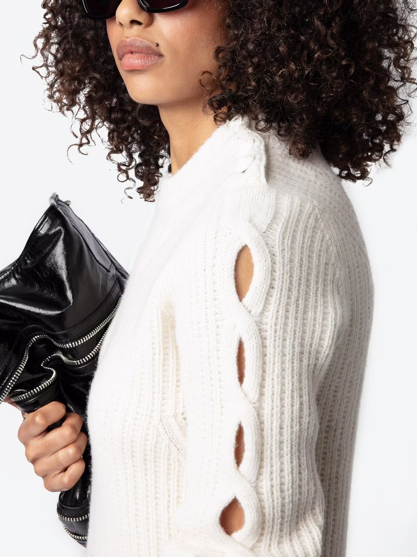 Robe courte côtelée en laine ZADIG&VOLTAIRE Blanc