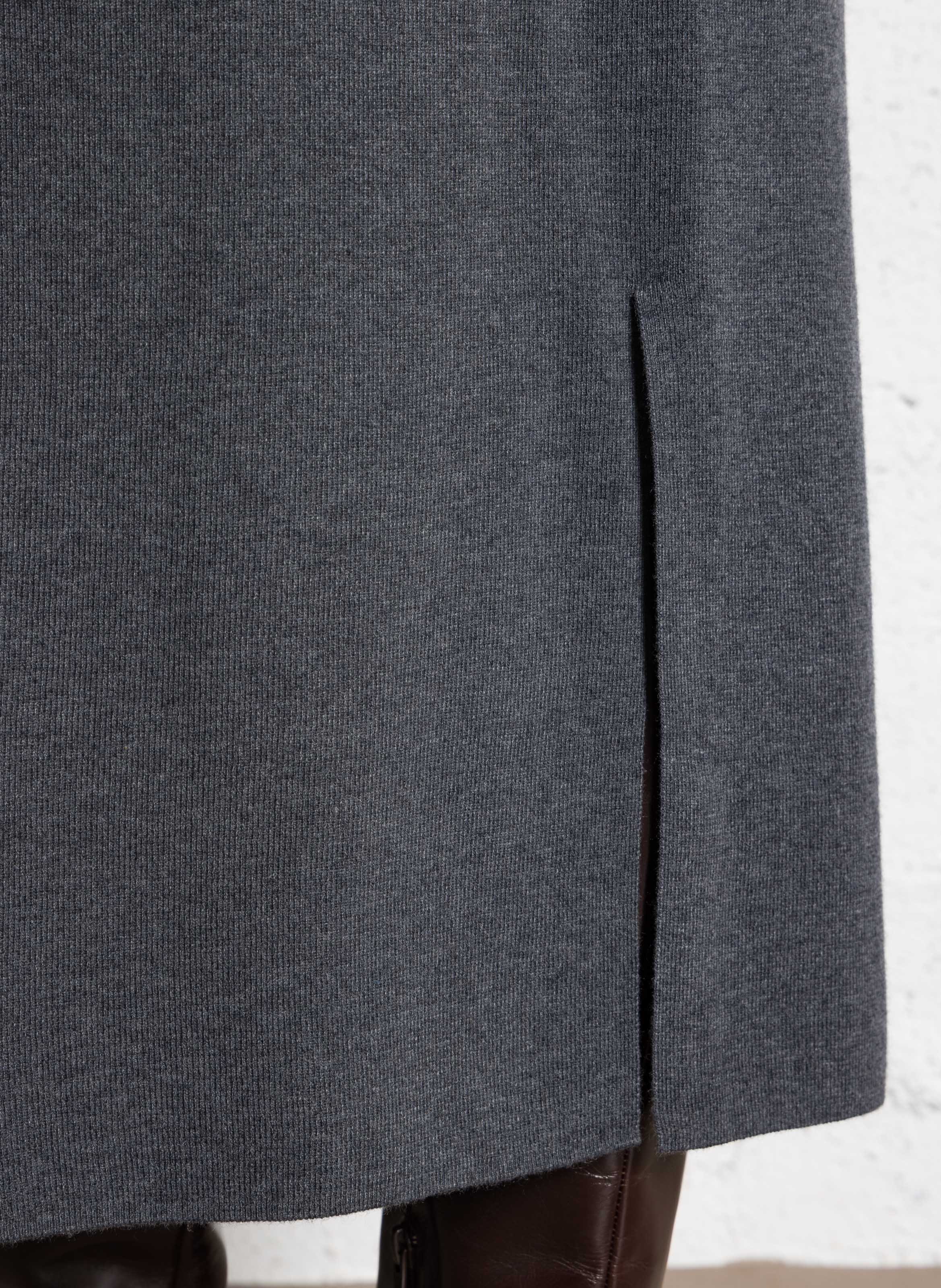 Jupe midi droite en maille MAISON 123 Gris