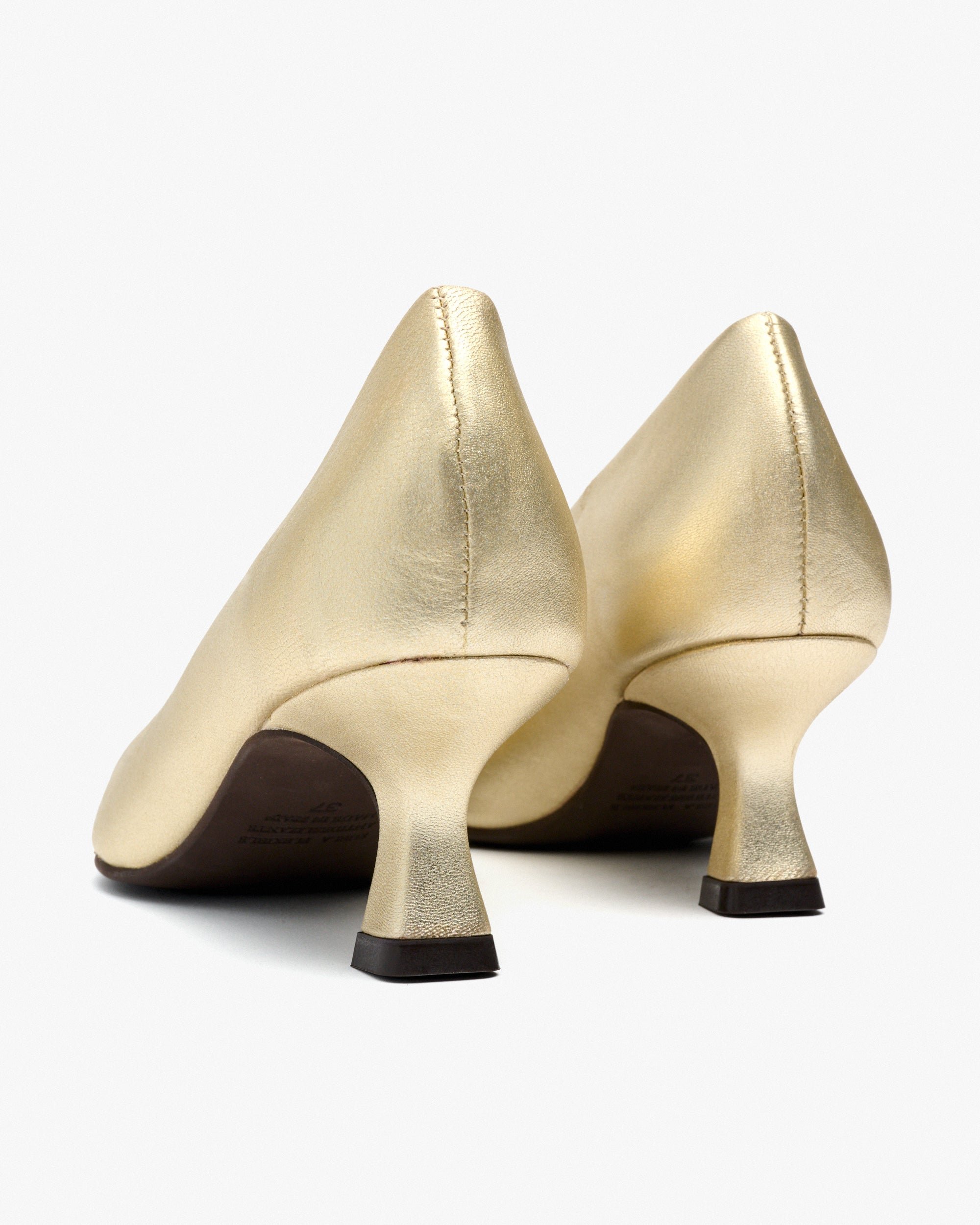 Metallic leather high heel pumps. PEDRO MIRALLES Golden