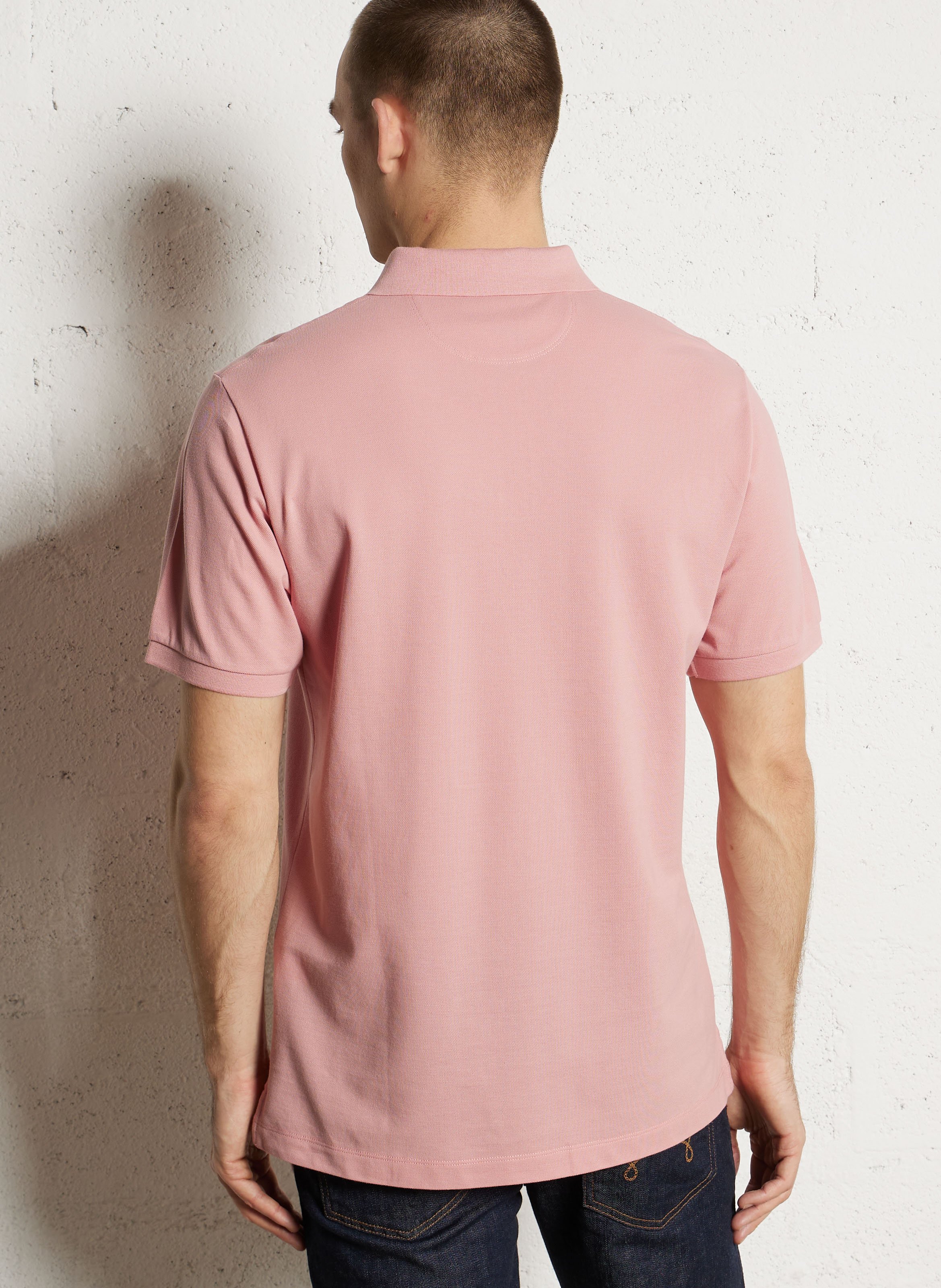 Polo droit manches courtes uni à logo HACKETT Rose