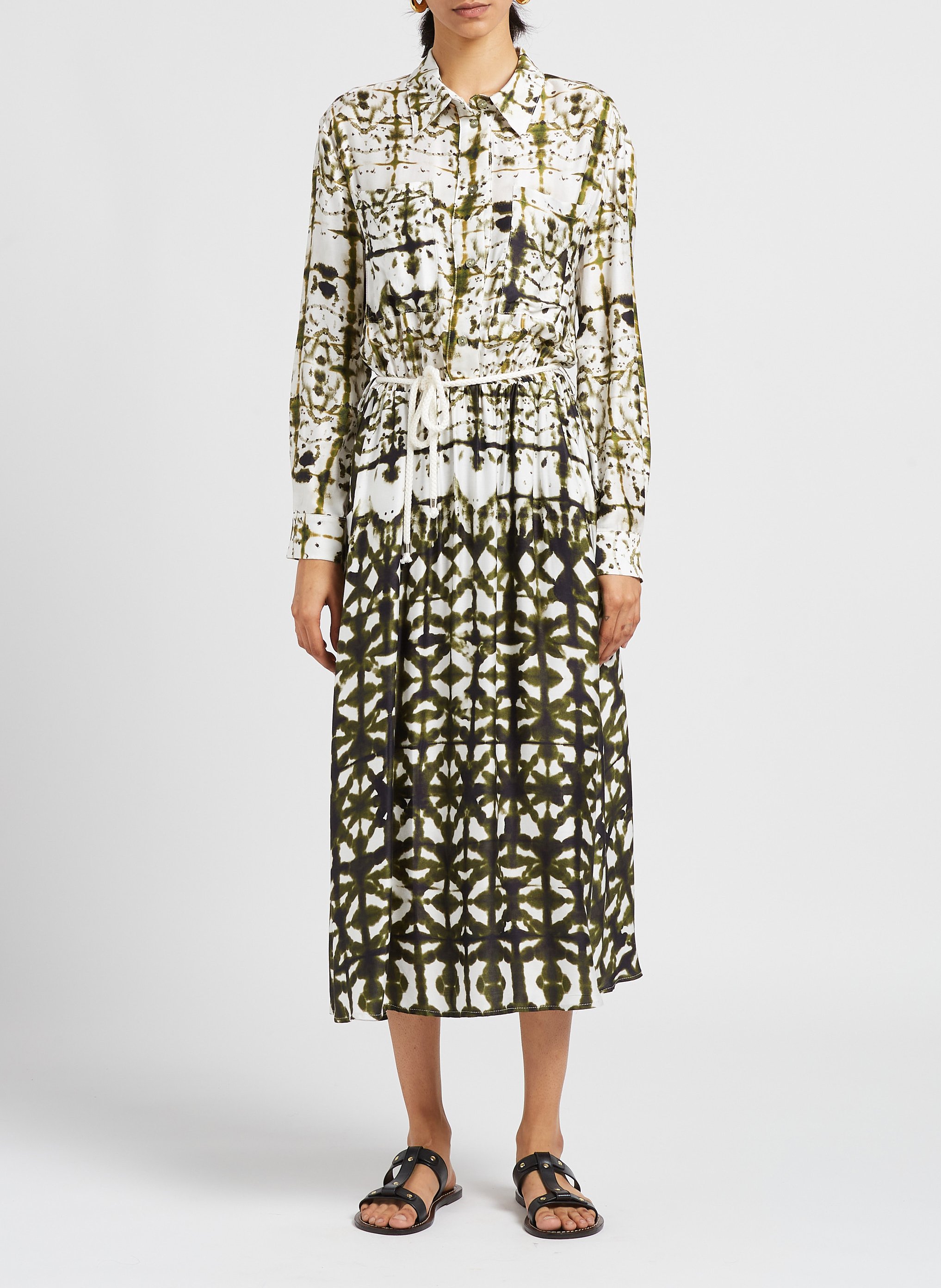 Robe longue col classique imprimée  PLEASE Blanc