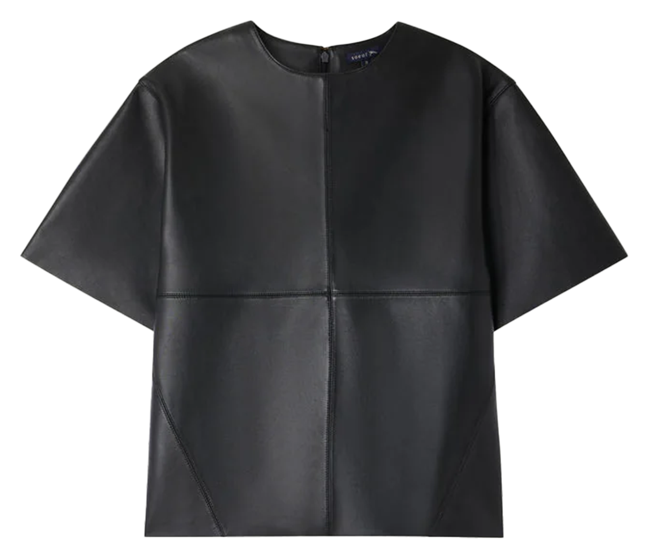 Blusa de cuero de manga corta SOEUR Negro