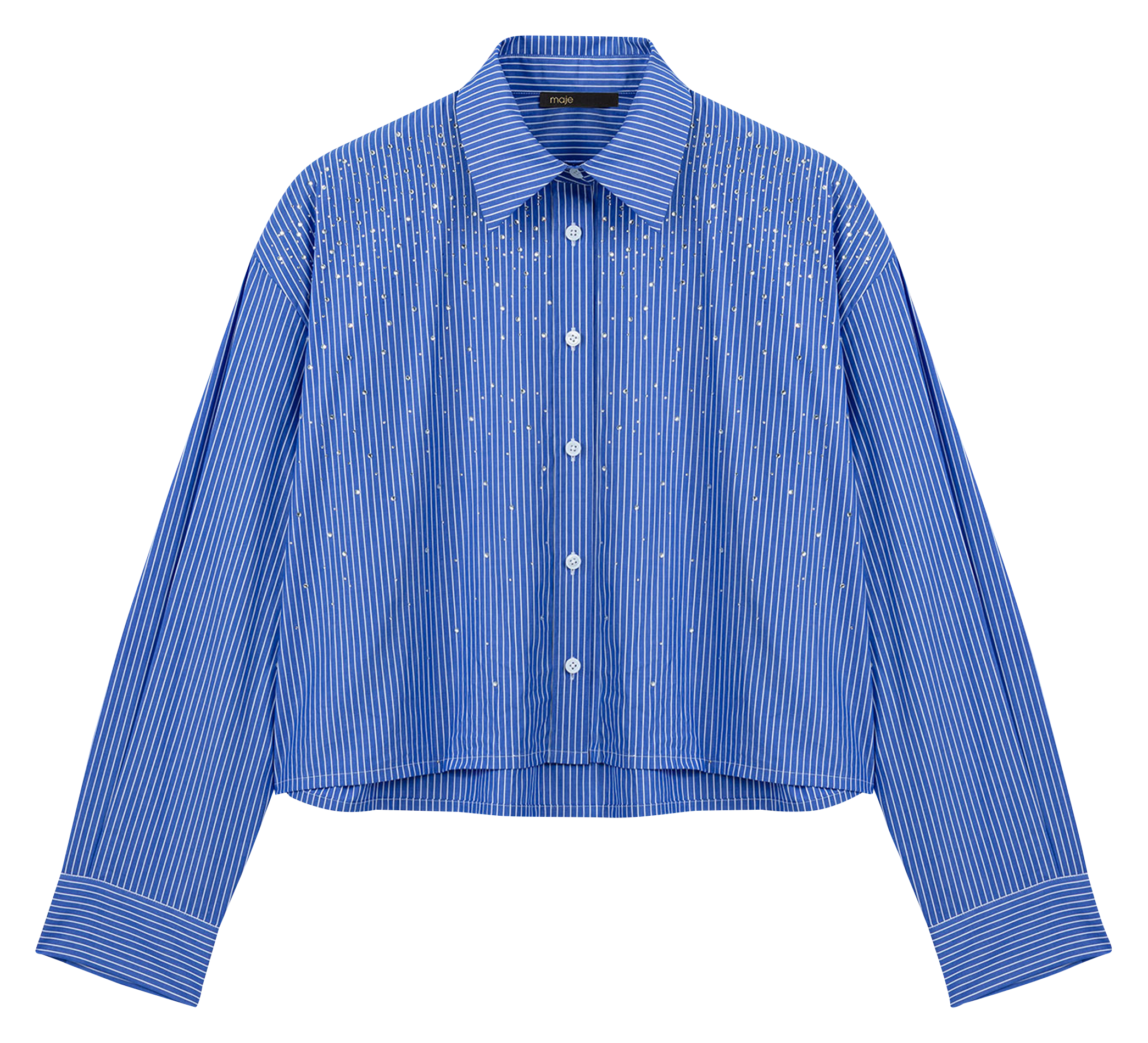 Oversized, katoenen blouse met klassieke kraag MAJE Blauw