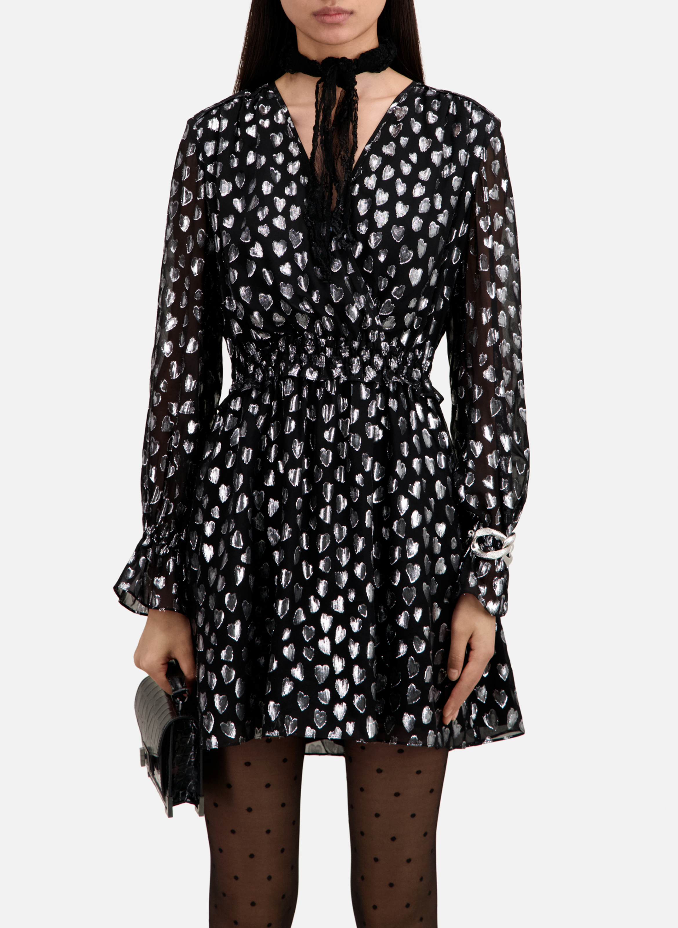 Robe courte col V THE KOOPLES Gris