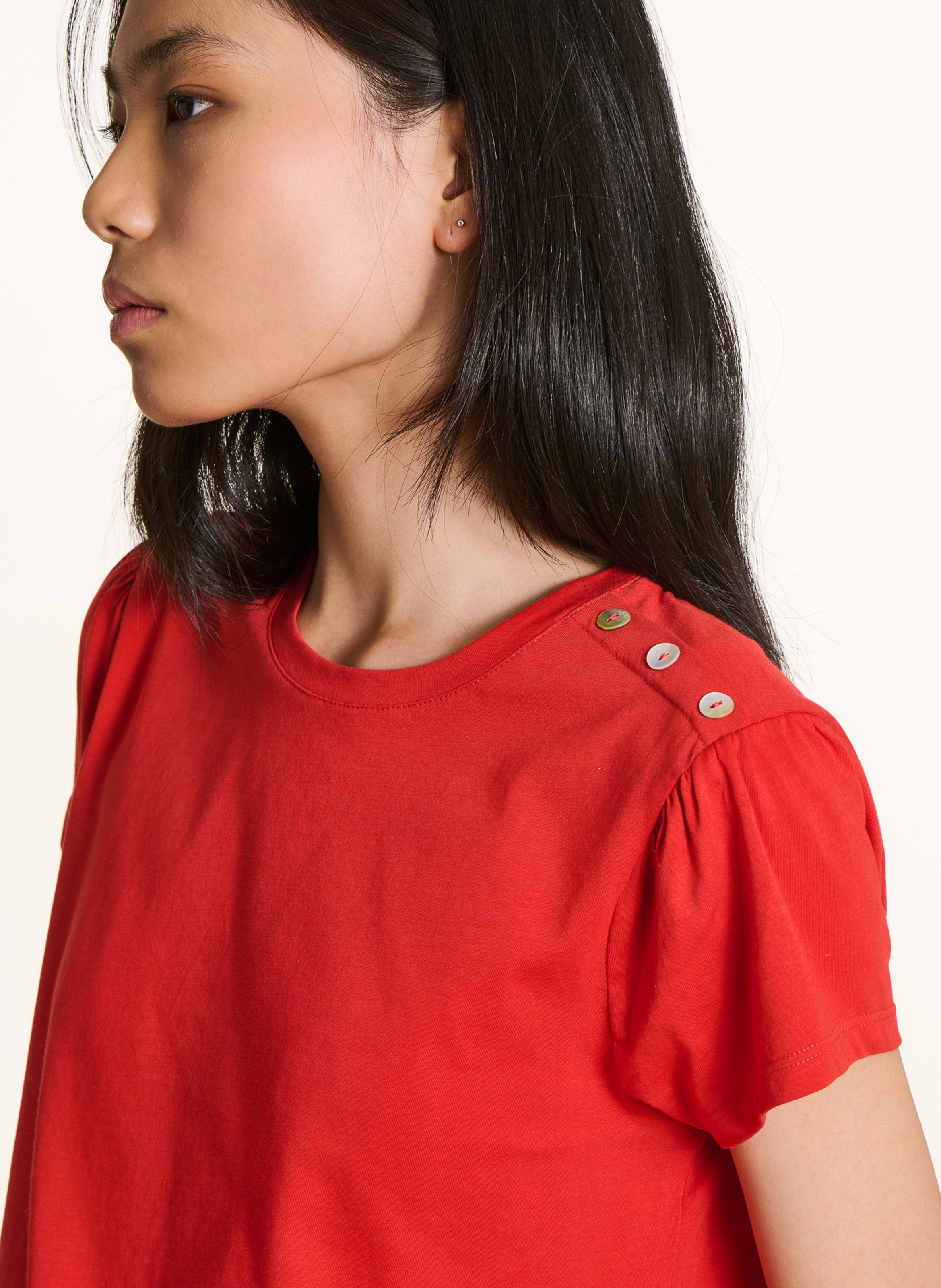 Tee-shirt droit col rond en coton bio LA FEE MARABOUTEE Rouge