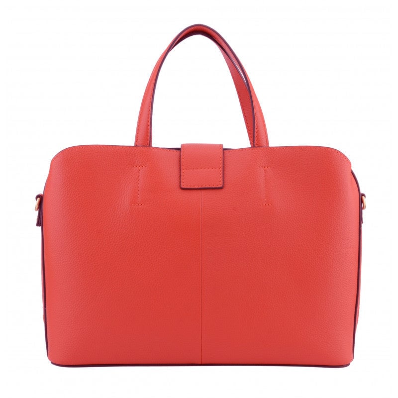 Calfskin leather handbag POURCHET Red