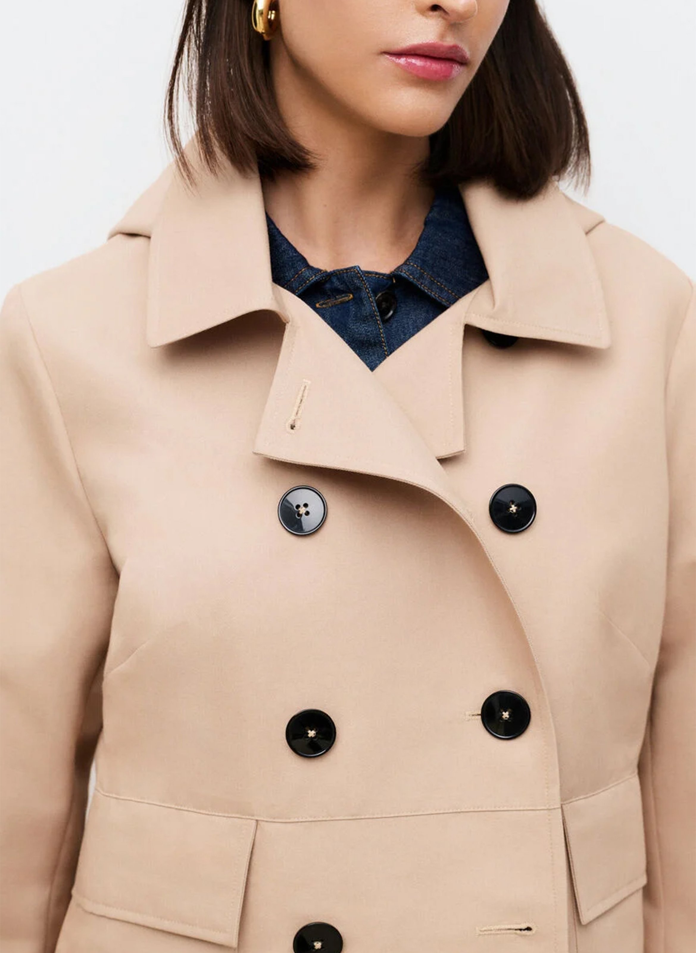 Trench droit à capuche en coton mélangé CAROLL Beige