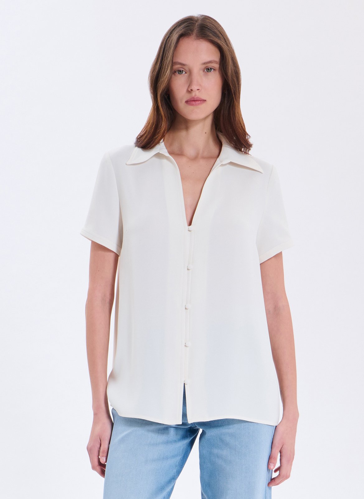 Chemisier droit manches courtes uni ZAPA Blanc