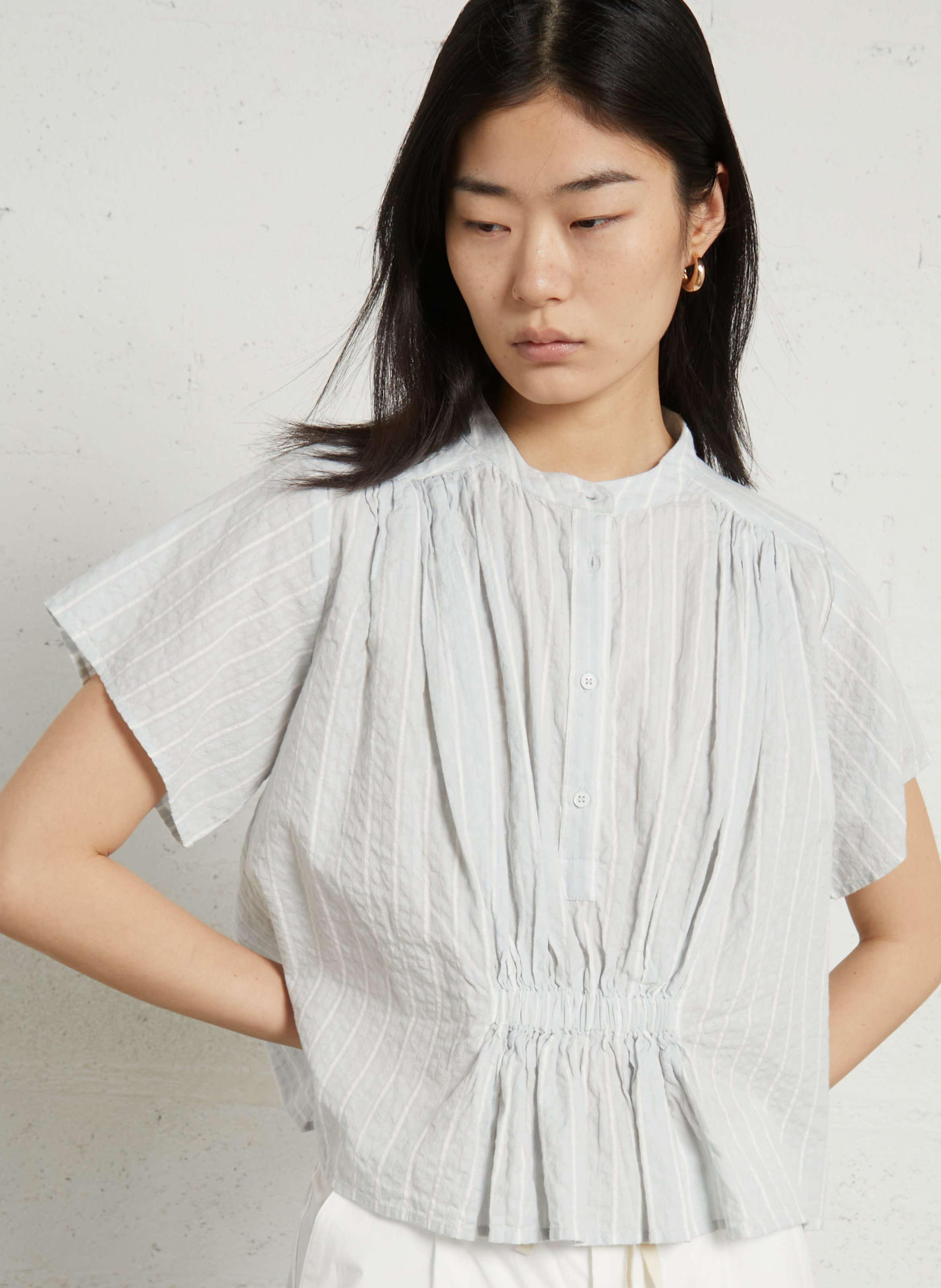 Round-neck cotton blouse BELLEPIECE Blue