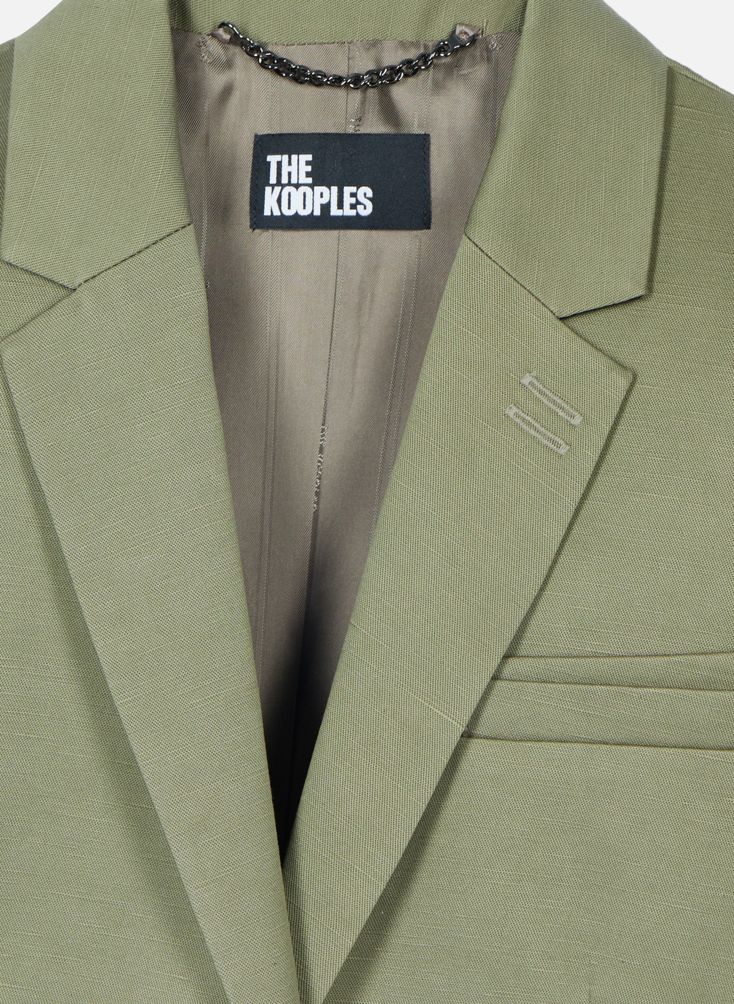 Veste de tailleur courte en lin et coton THE KOOPLES Vert