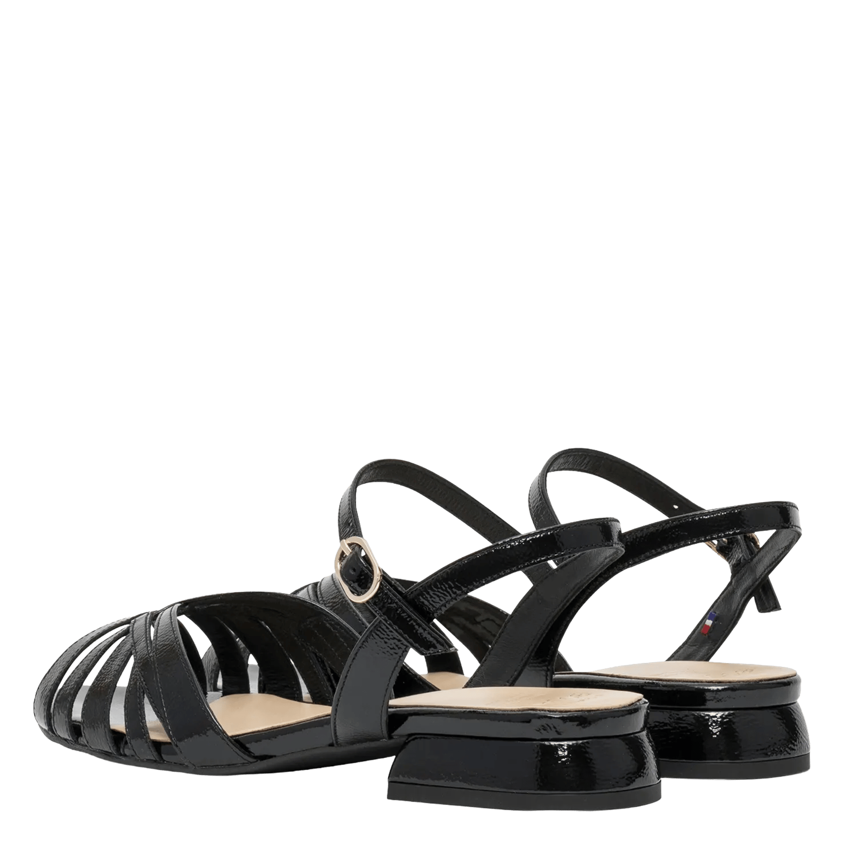 Flache Sandalen aus Lackleder BOCAGE Schwarz