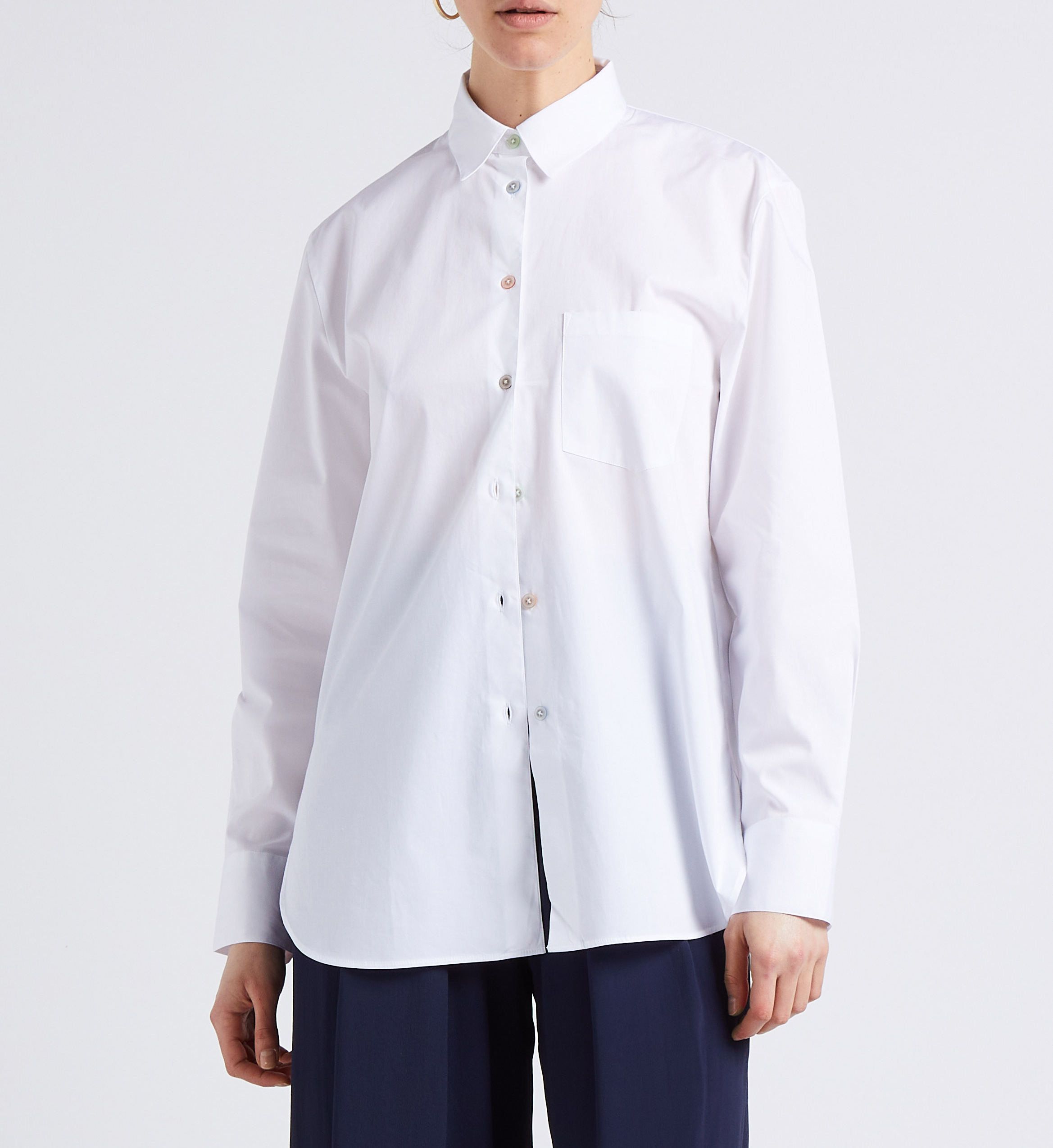 Bluse aus Baumwoll-Mix mit klassischem Kragen PAUL SMITH Weiss