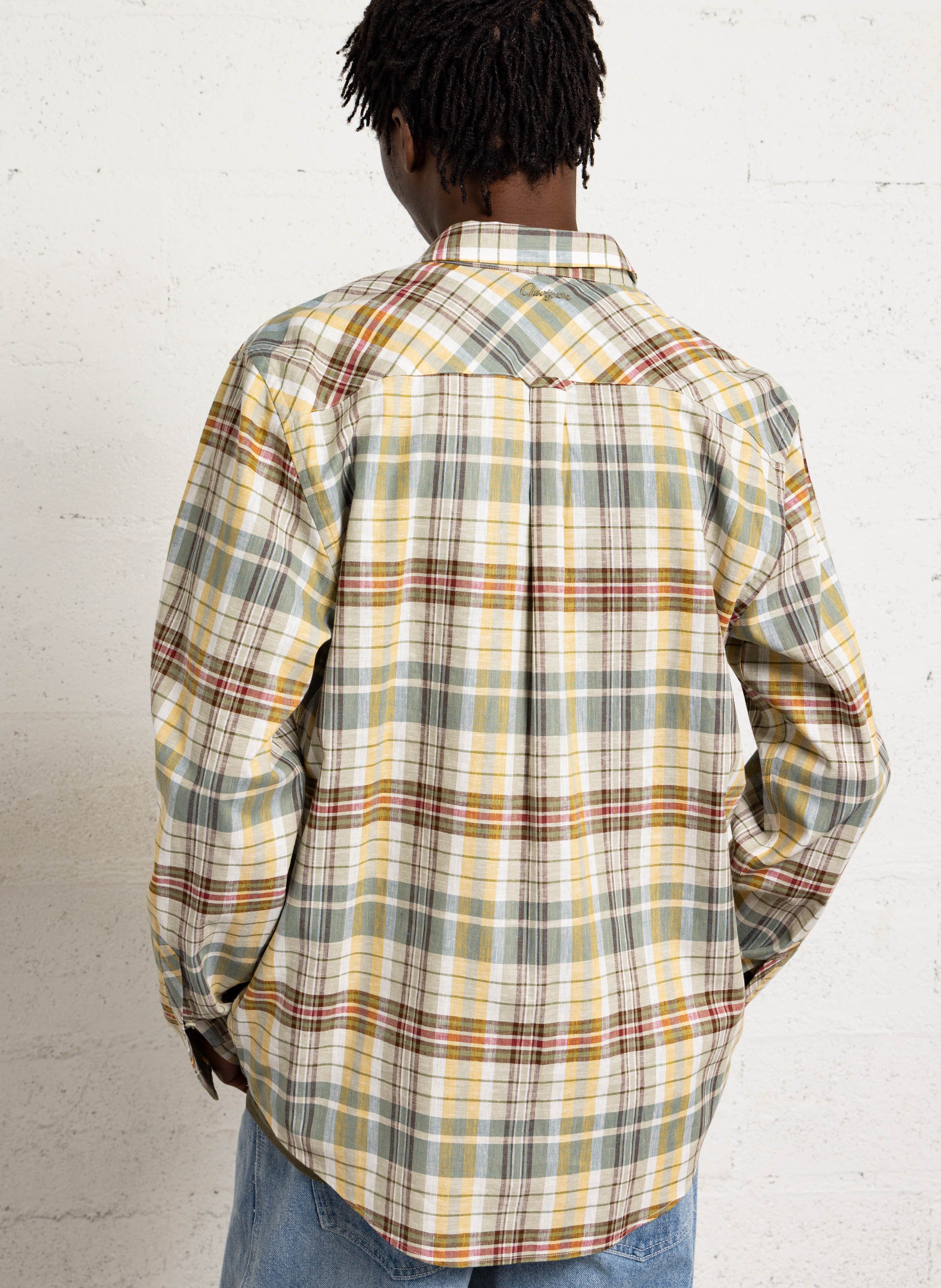 Chemise oversize col classique en coton et lin imprimé CHEVIGNON Vert