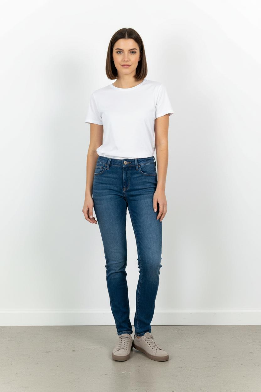 Cropped slim jeans with studs LEE - Seconde Main Blue