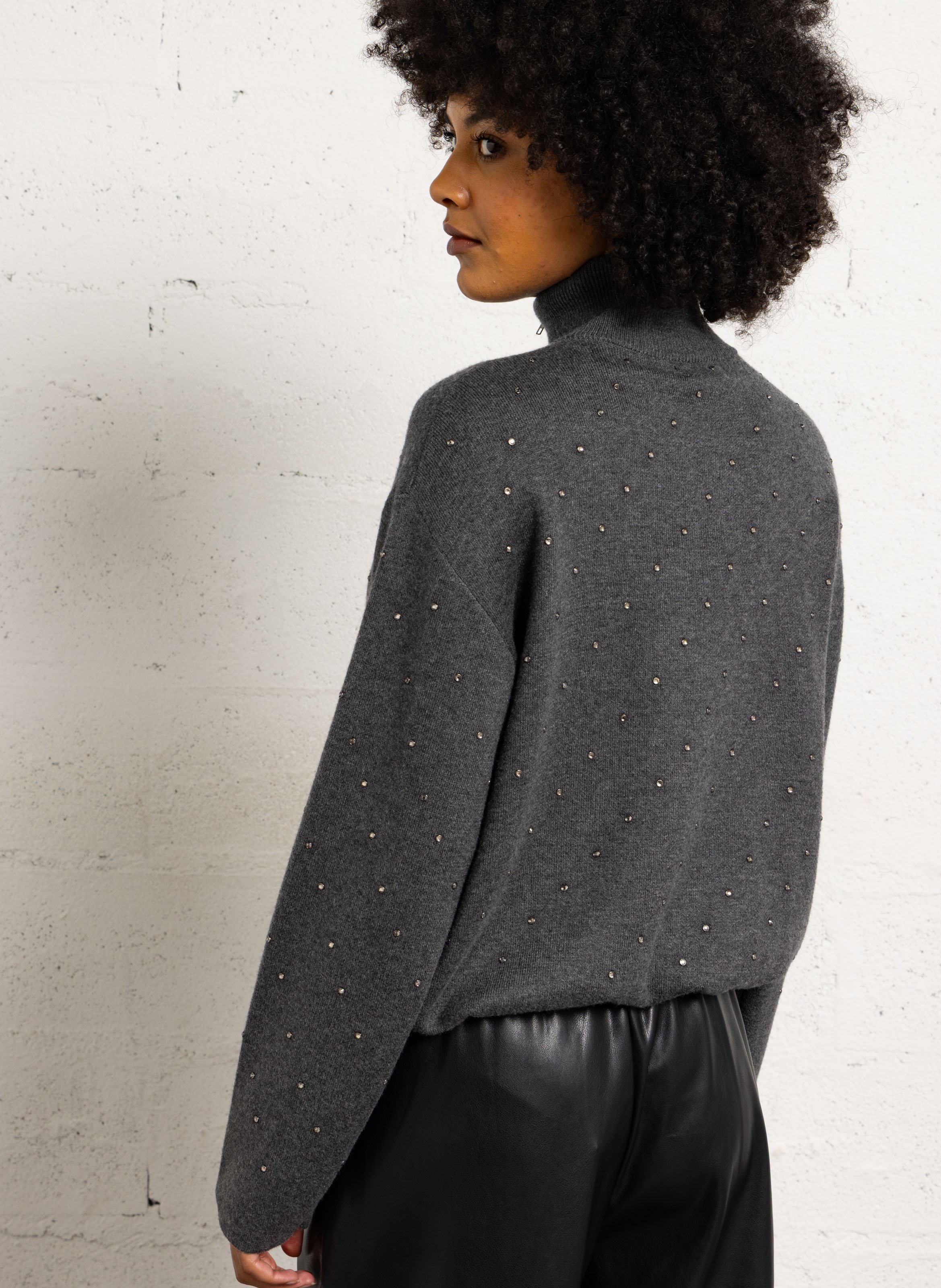 Pull cà strass col zippé  SUNCOO Noir