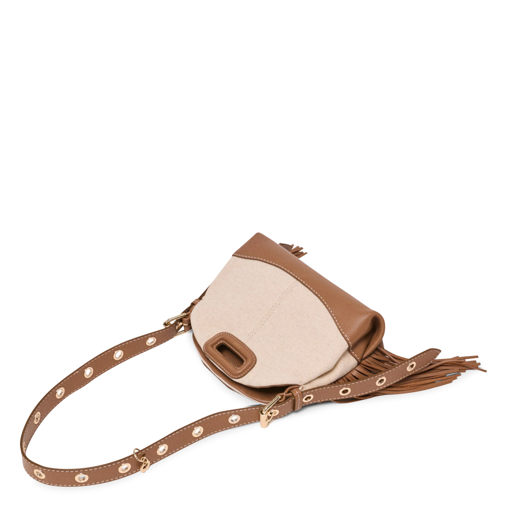 Sac bandoulière en coton et lin MAJE Beige