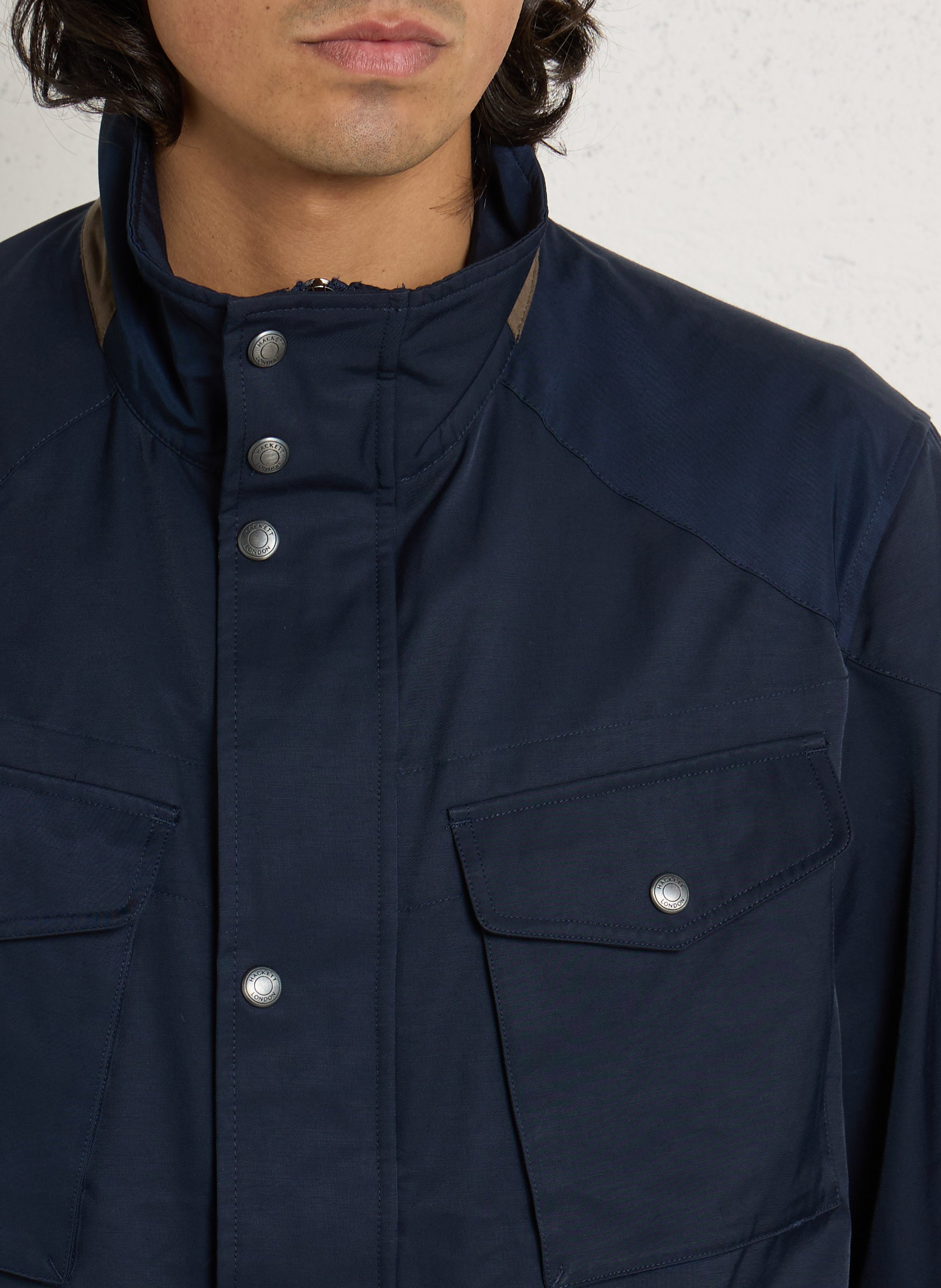 Veste droite col montant unie HACKETT Bleu