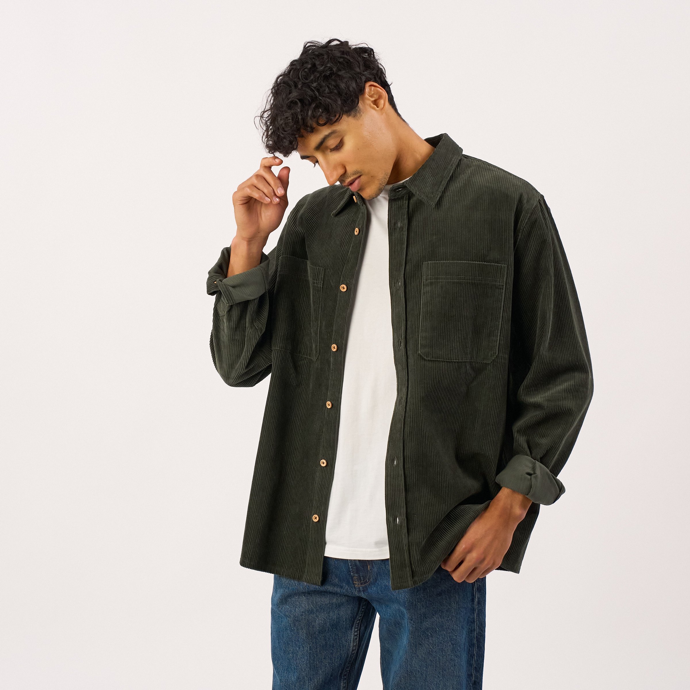 Oversized velvet overshirt | Green BILLYBELT Men