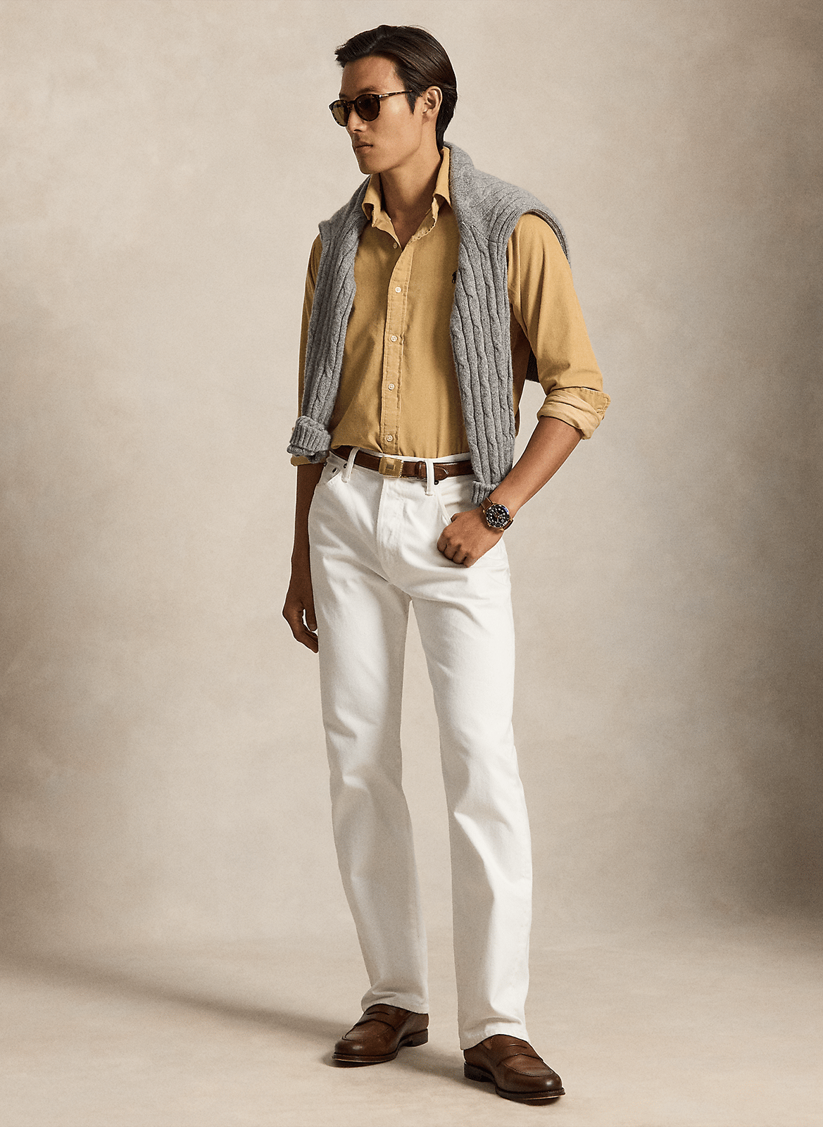 Chemise col américain regular-fit en velours côtelé POLO RALPH LAUREN Beige