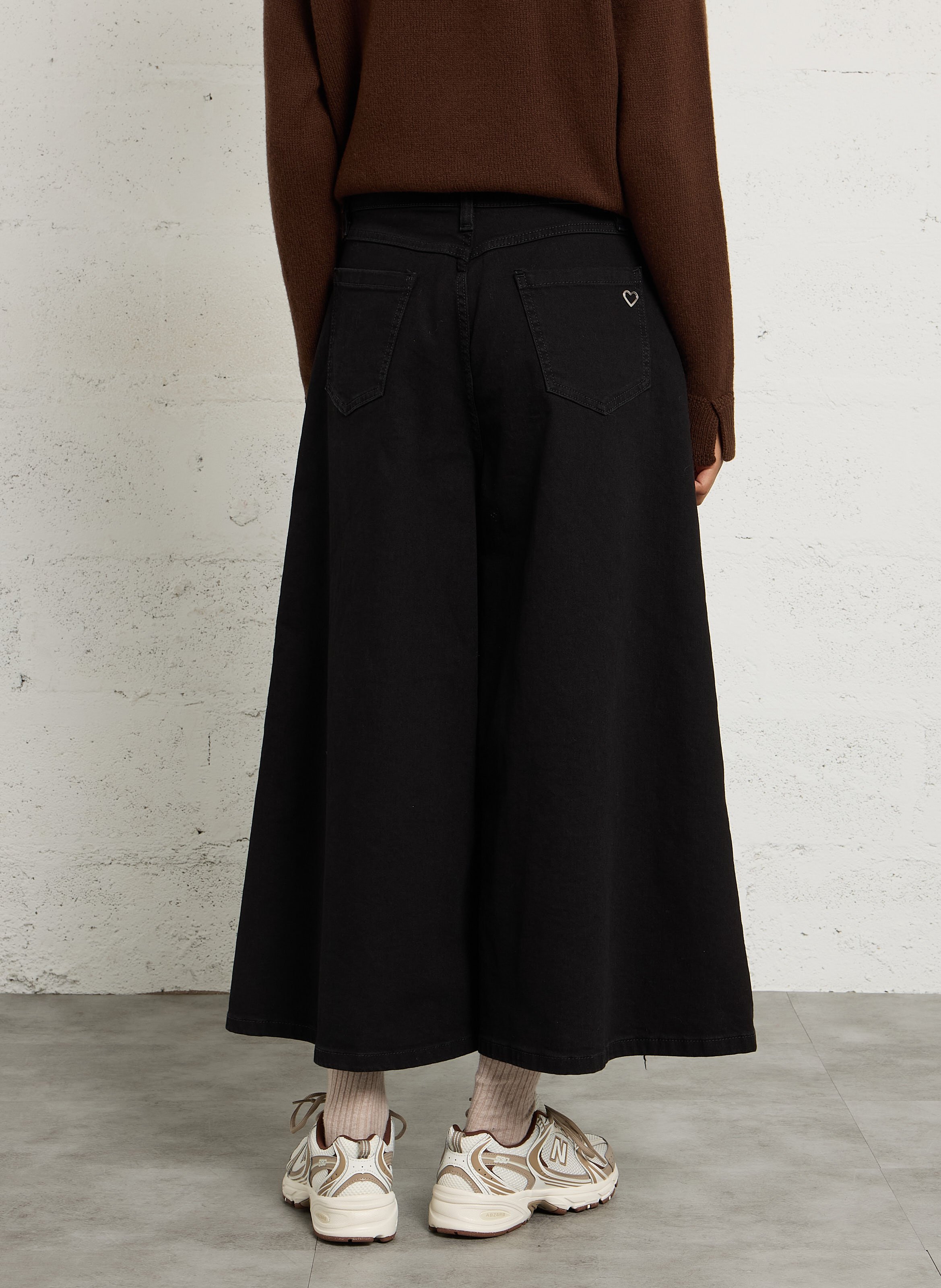 Jean jupe-culotte en coton mélangé PLEASE Noir