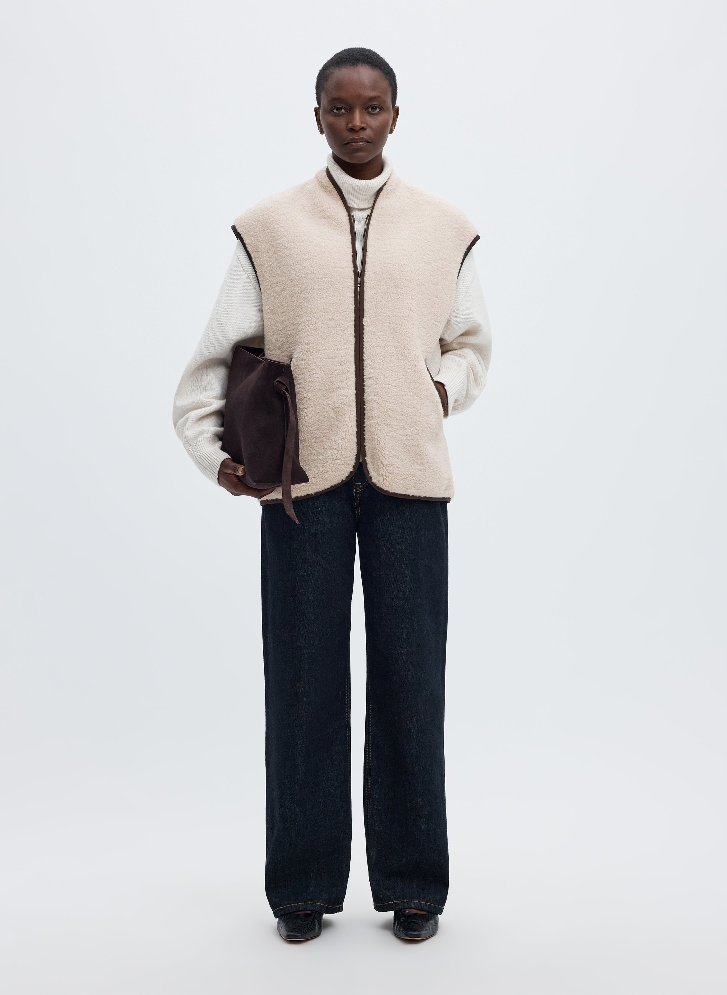 Polaire droite zippée SELECTED Beige