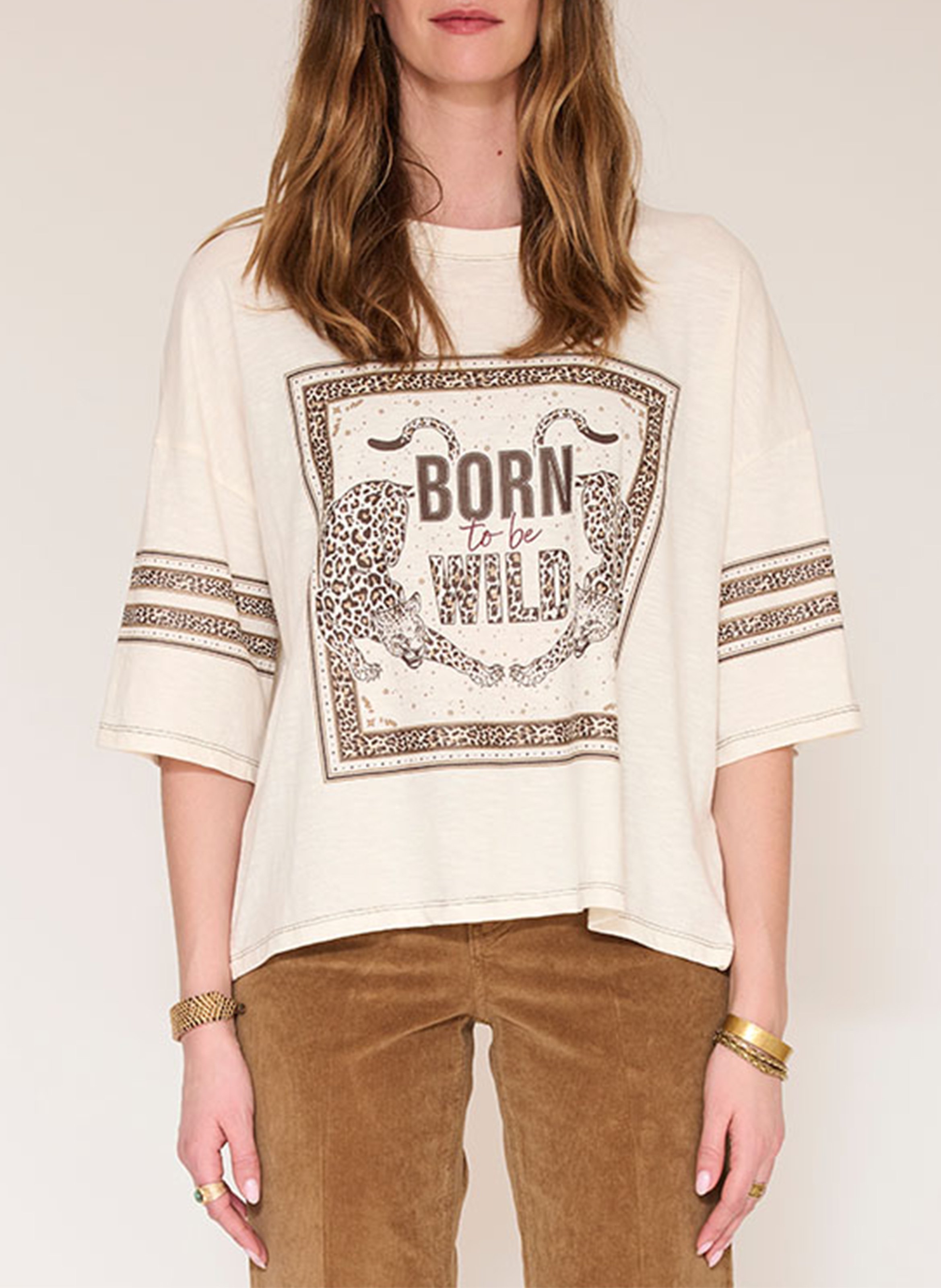 T-shirt ample sérigraphié en coton MKT Beige