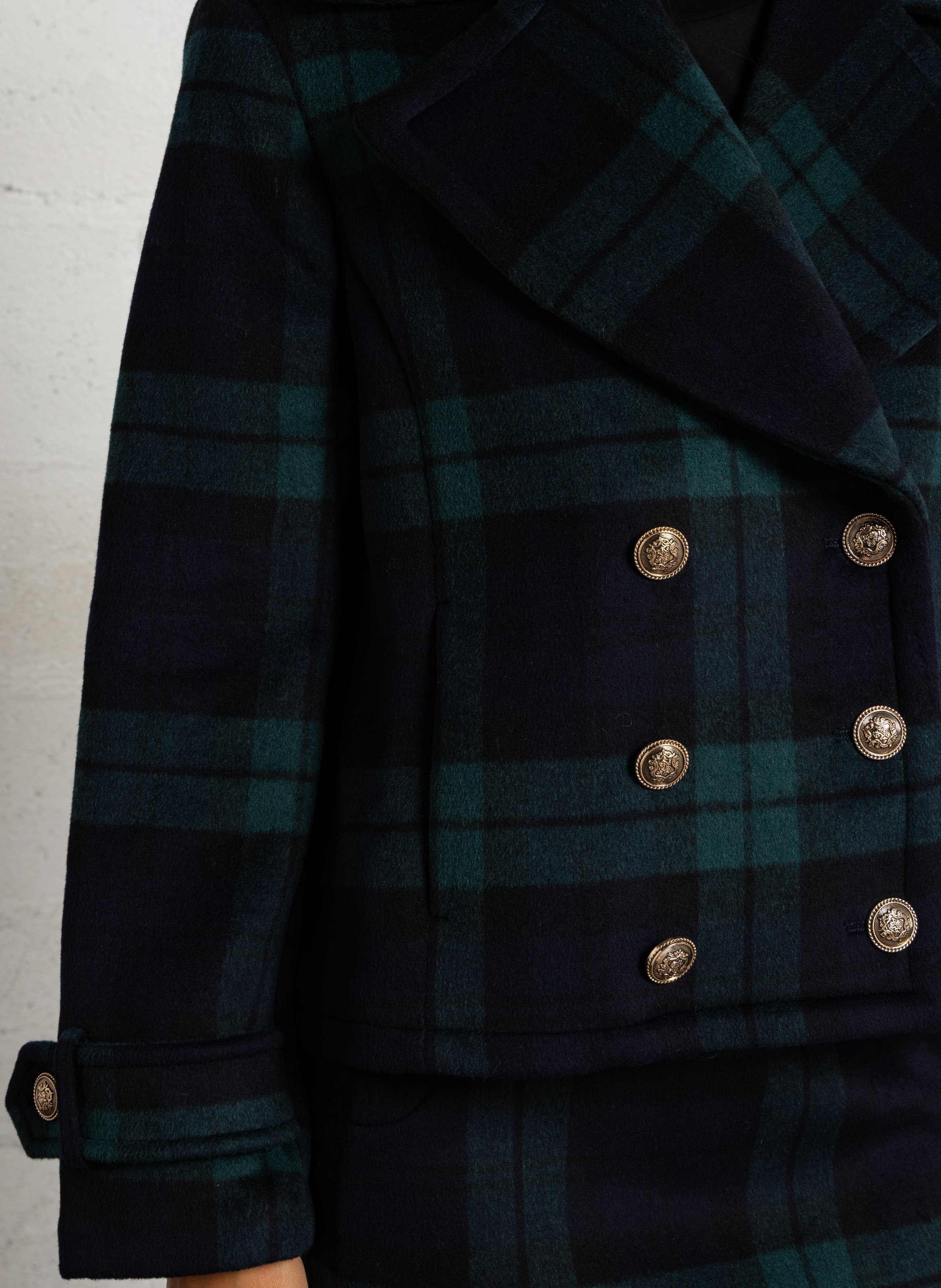 Short coat with printed blended wool LIU JO Blue