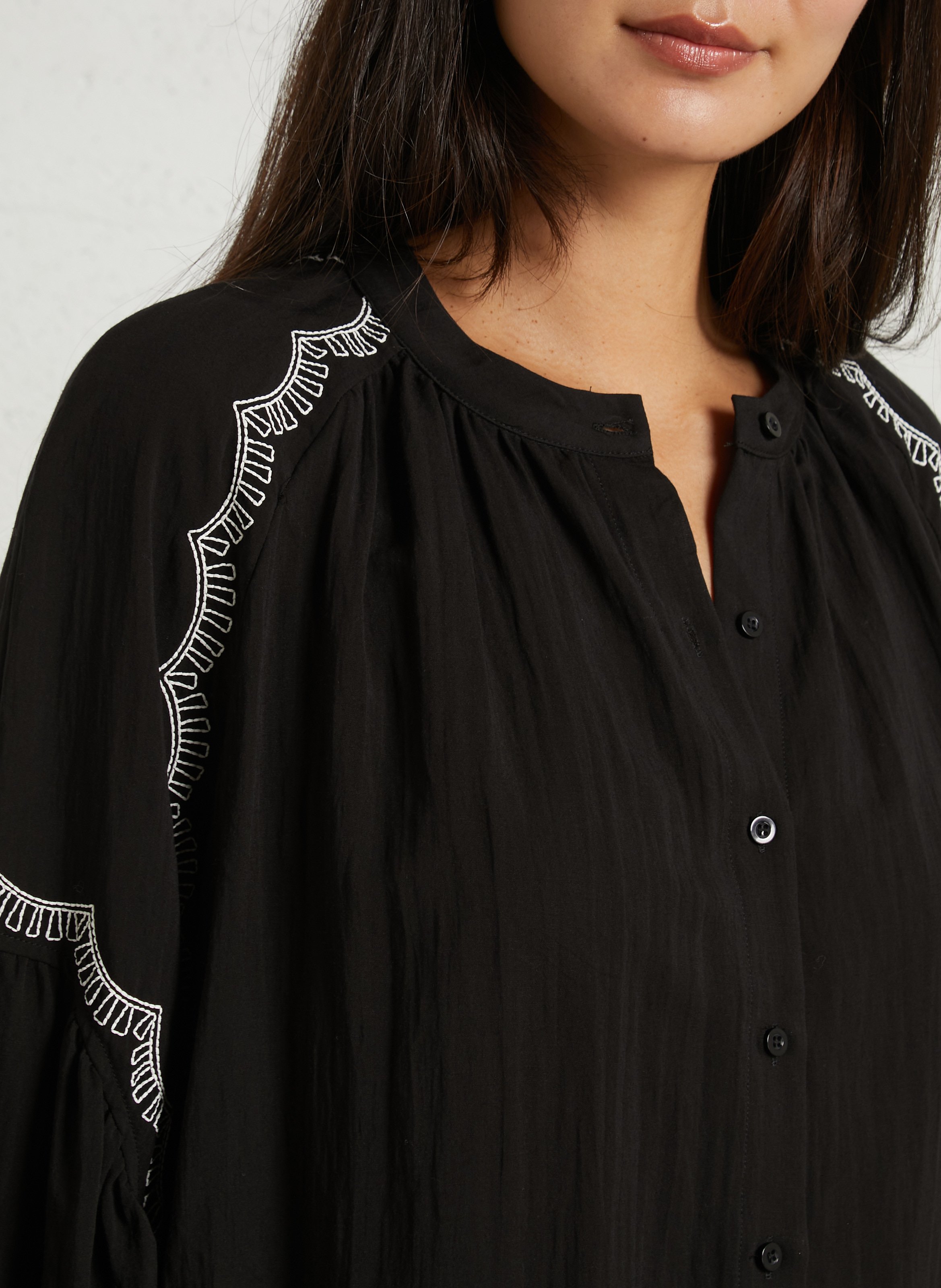 Blouse ample brodée THE KORNER Noir