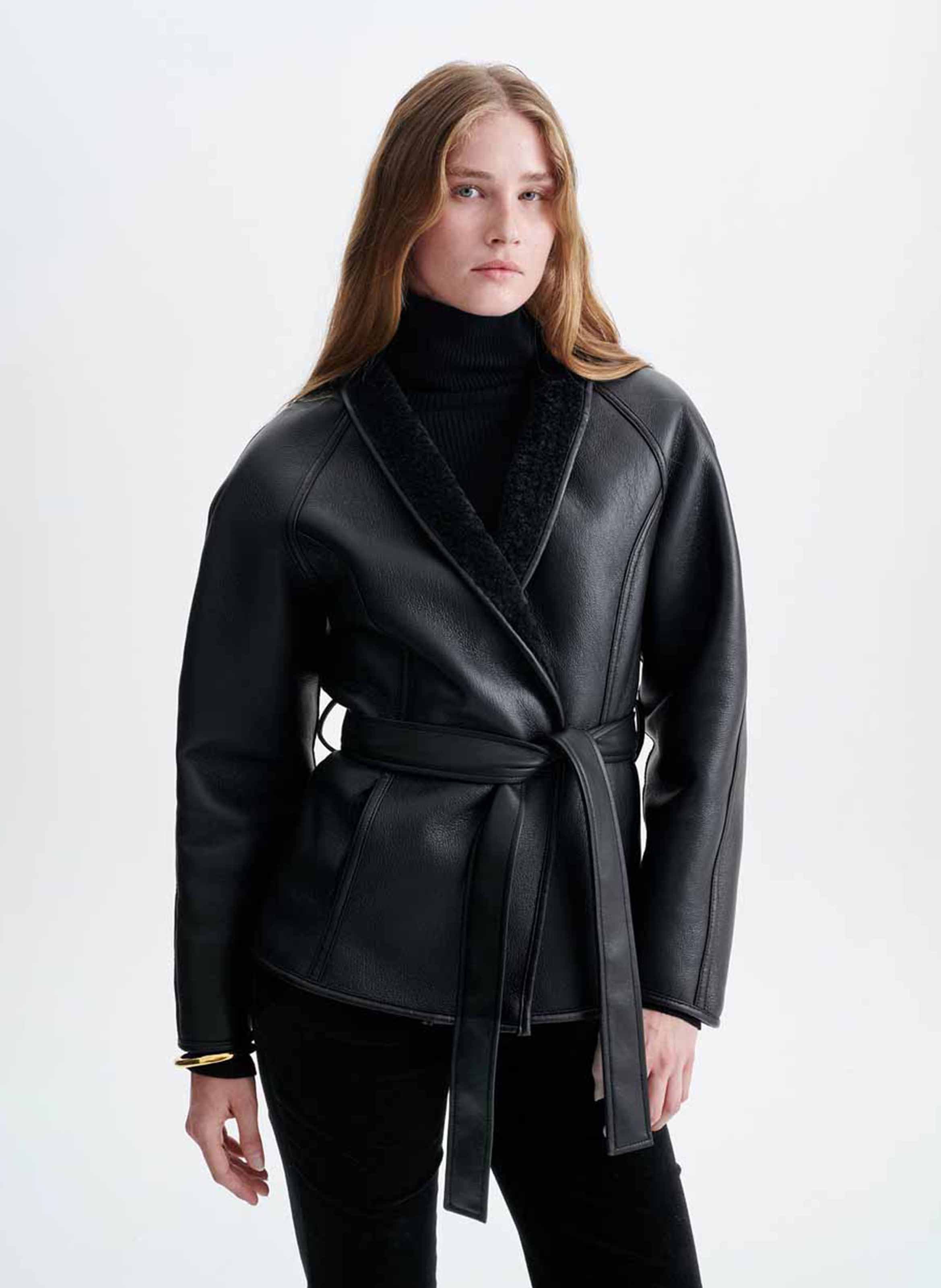 veste effet cuir col v VANESSA BRUNO Noir