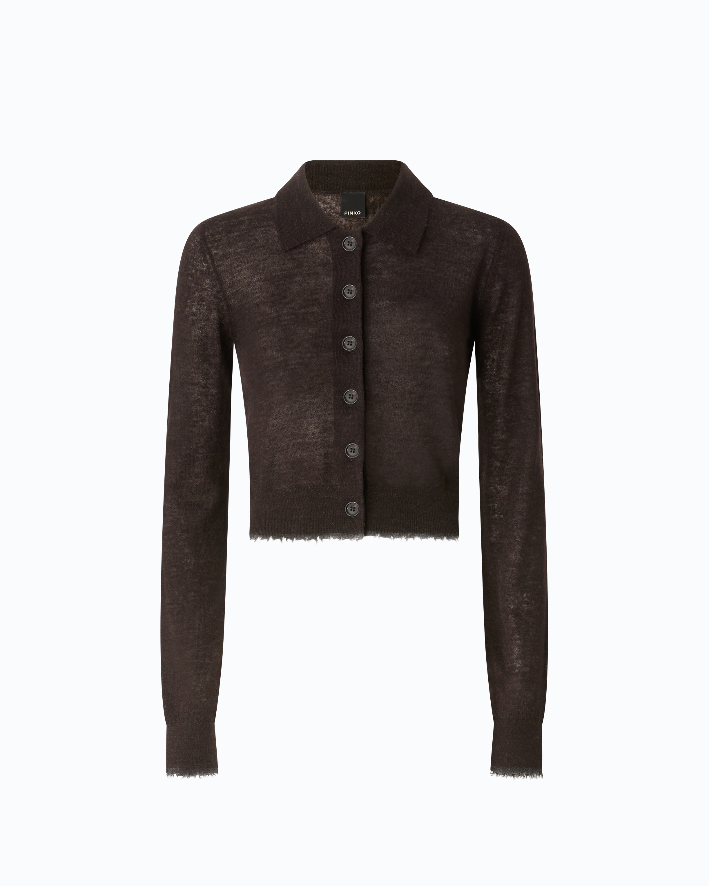 Cardigan cropped à col polo PINKO Marron
