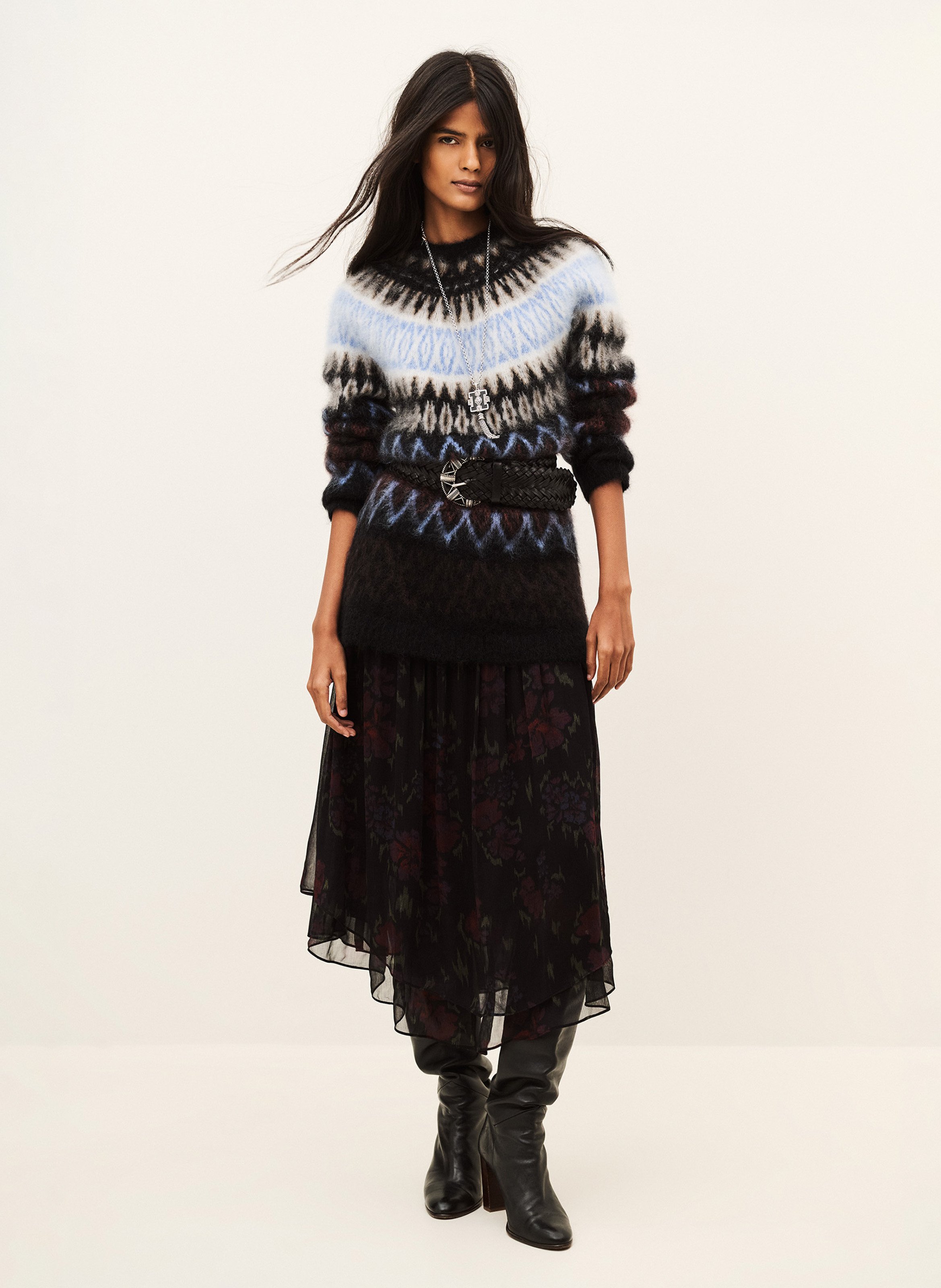 Pull droit col rond en laine mélangée BA&SH Multicolore