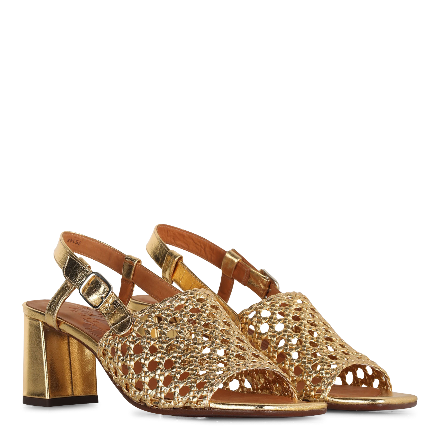 Glanzende, leren sandalen met hak CHIE MIHARA Goudkleurig