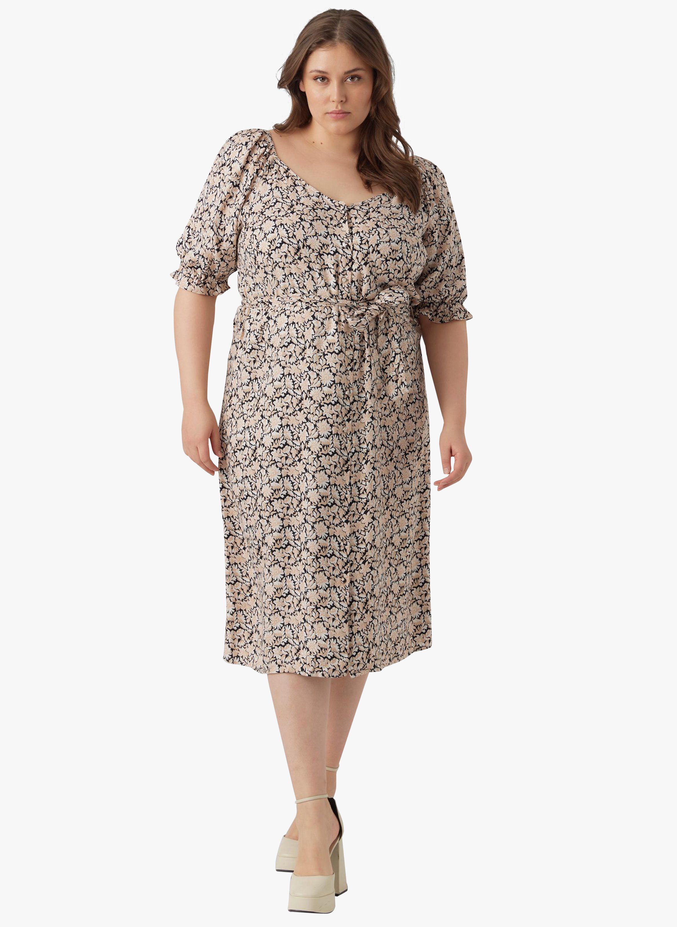Robe midi en viscose imprimée VERO MODA CURVE Noir