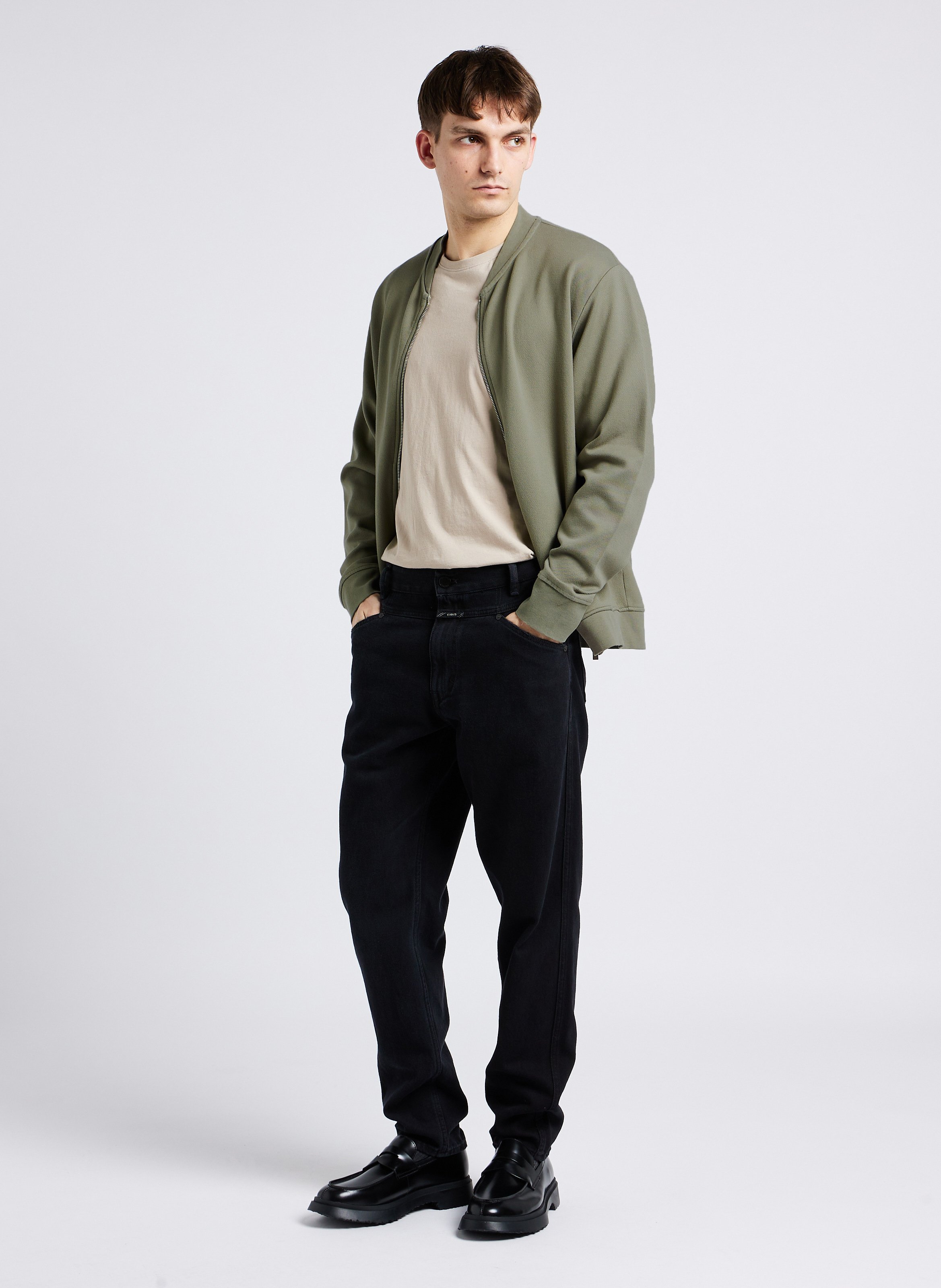 Gilet droit col teddy en coton bio mélangé SELECTED Gris