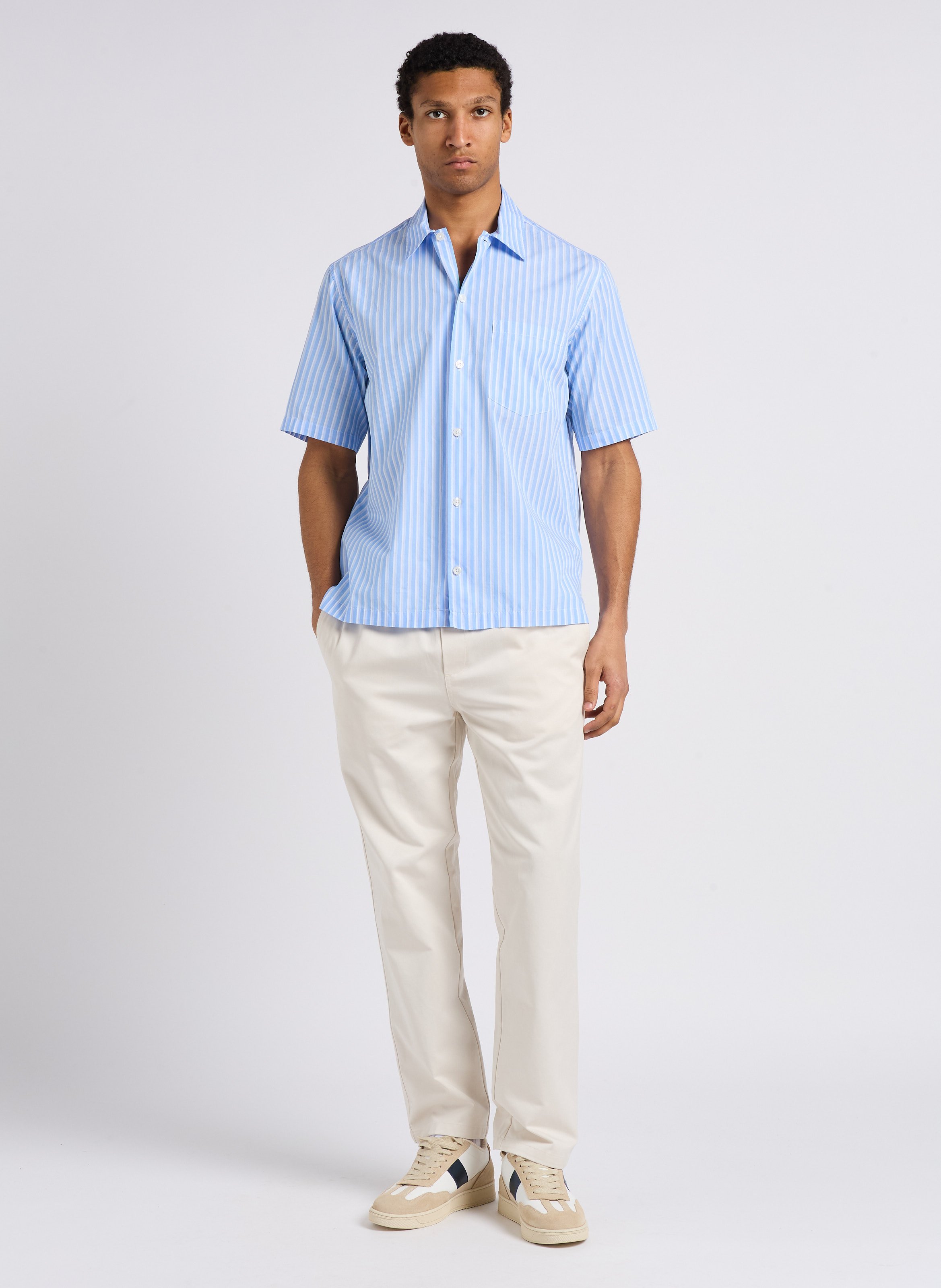 Straight-leg organic cotton-blend pants SAMSOE SAMSOE White