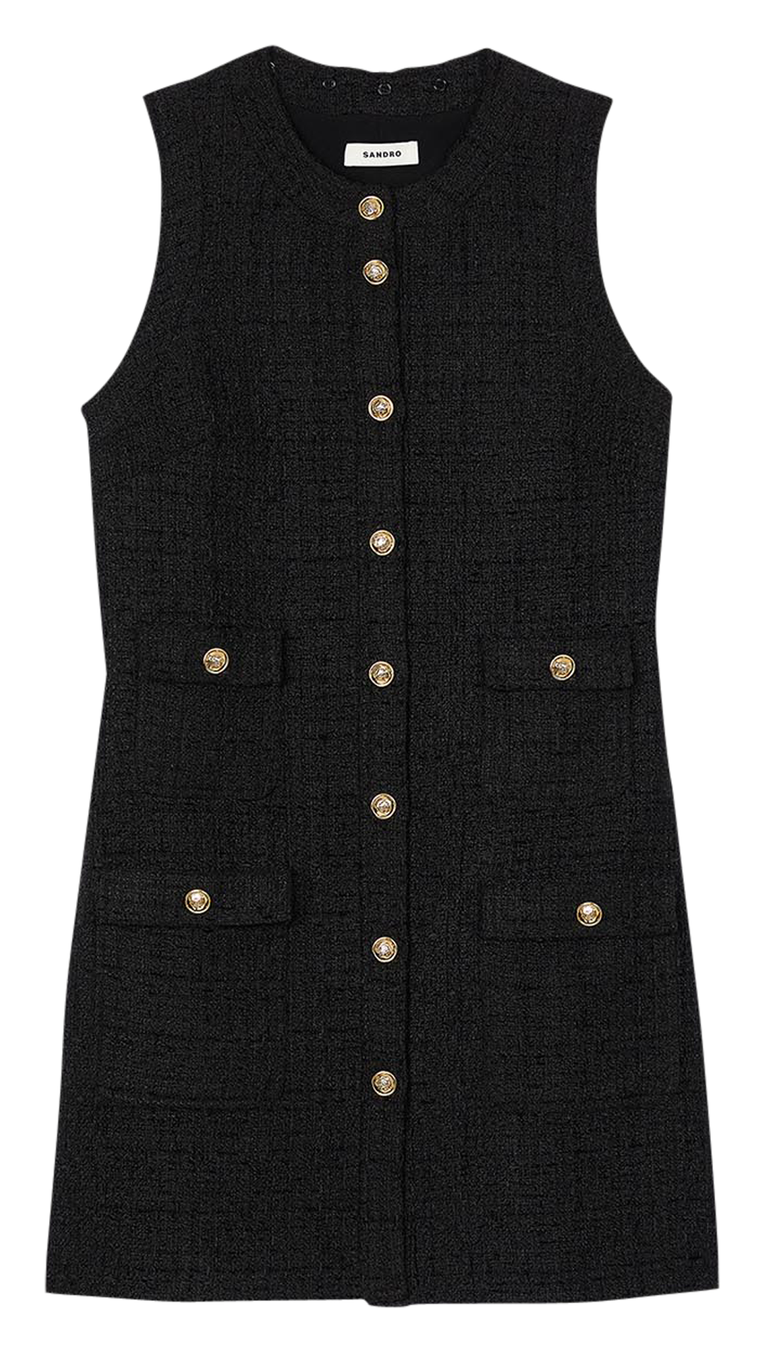 Robe courte col rond en tweed SANDRO Noir