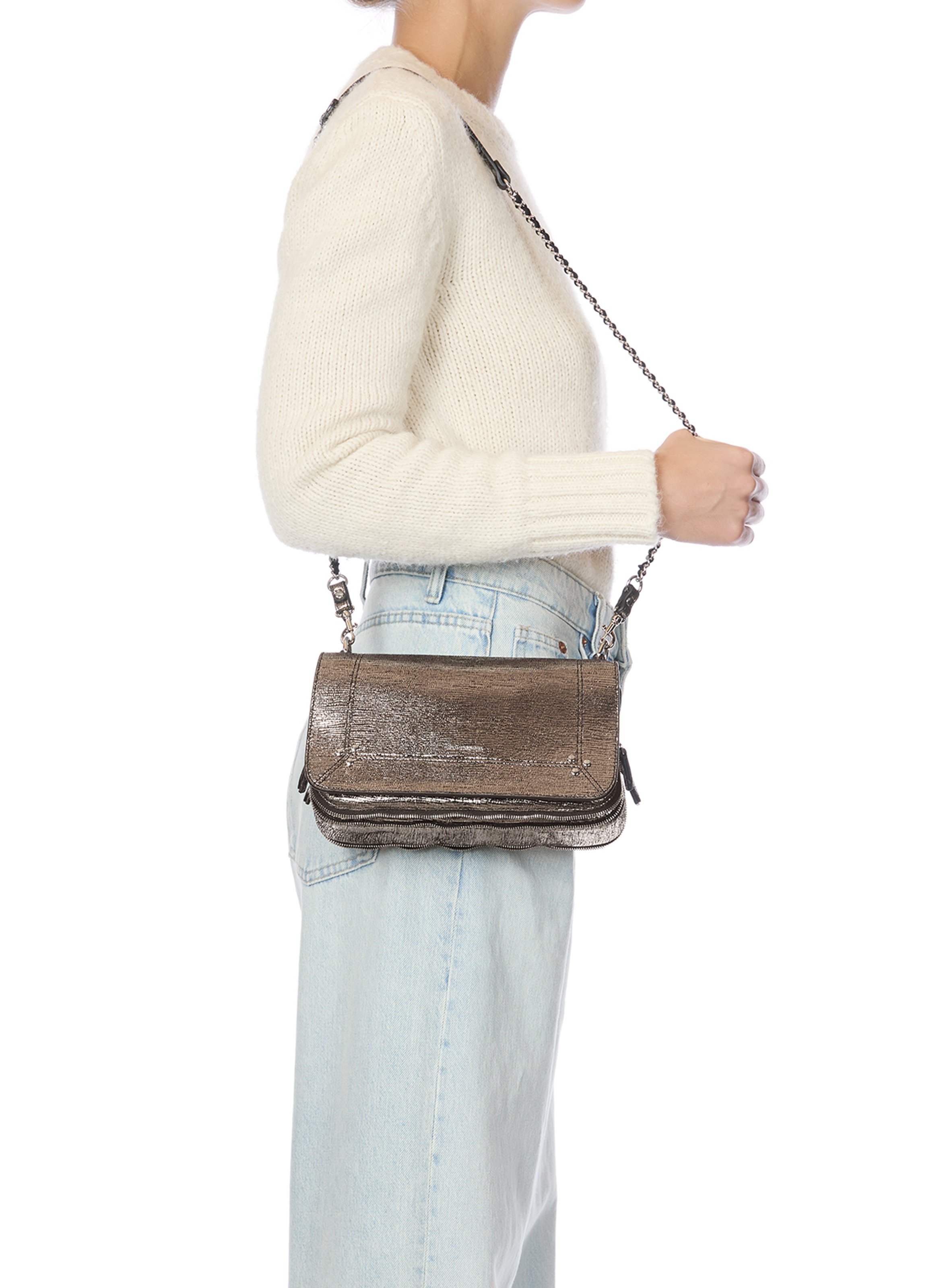 Dori leather shoulder bag JEROME DREYFUSS Silver