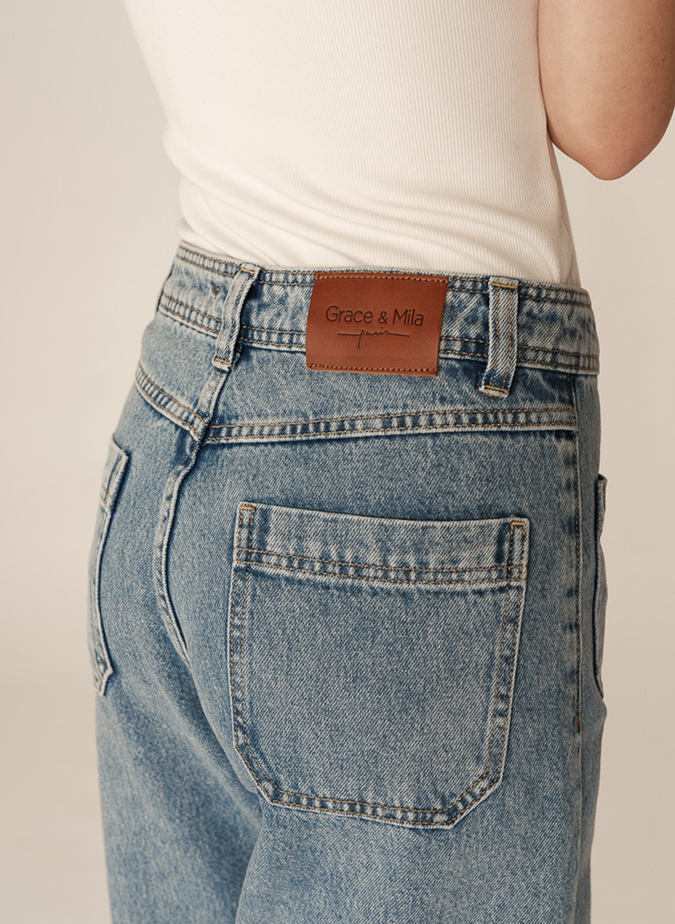 Straight leg wide leg jeans GRACE ET MILA Blue