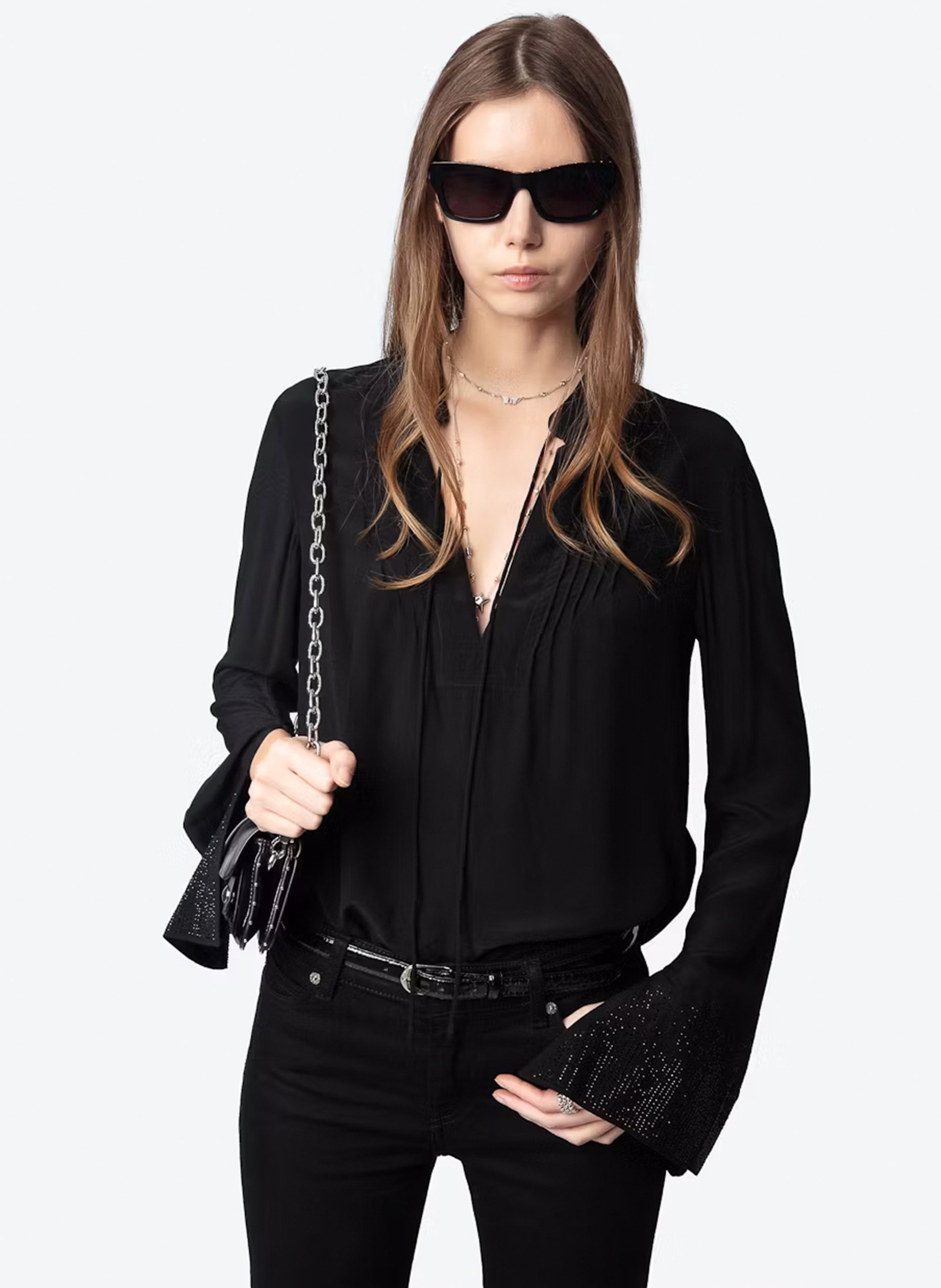 Camicia dritta con strass ZADIG&VOLTAIRE Nero