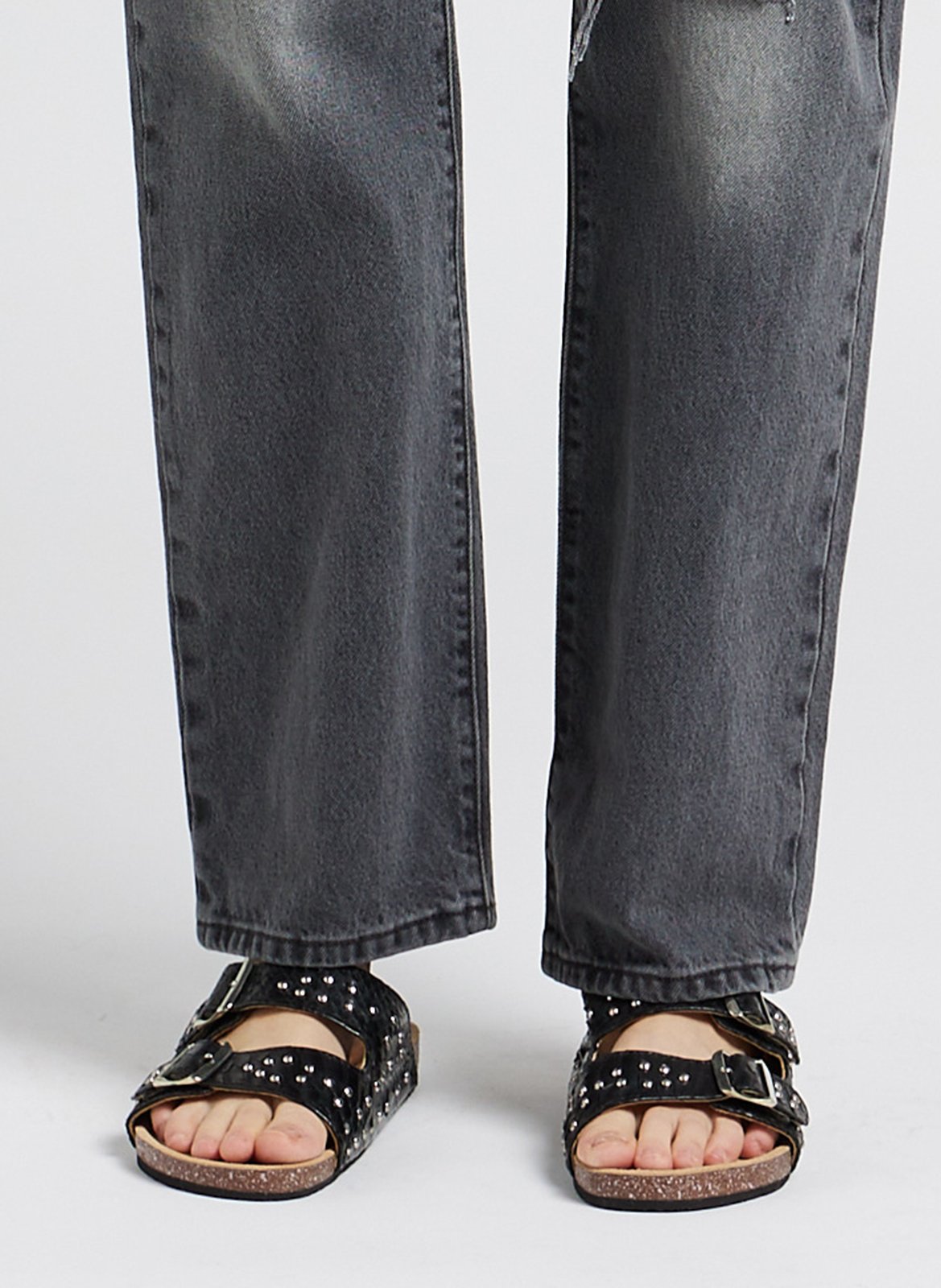 Sandales plates en cuir python CLARIS VIROT Noir