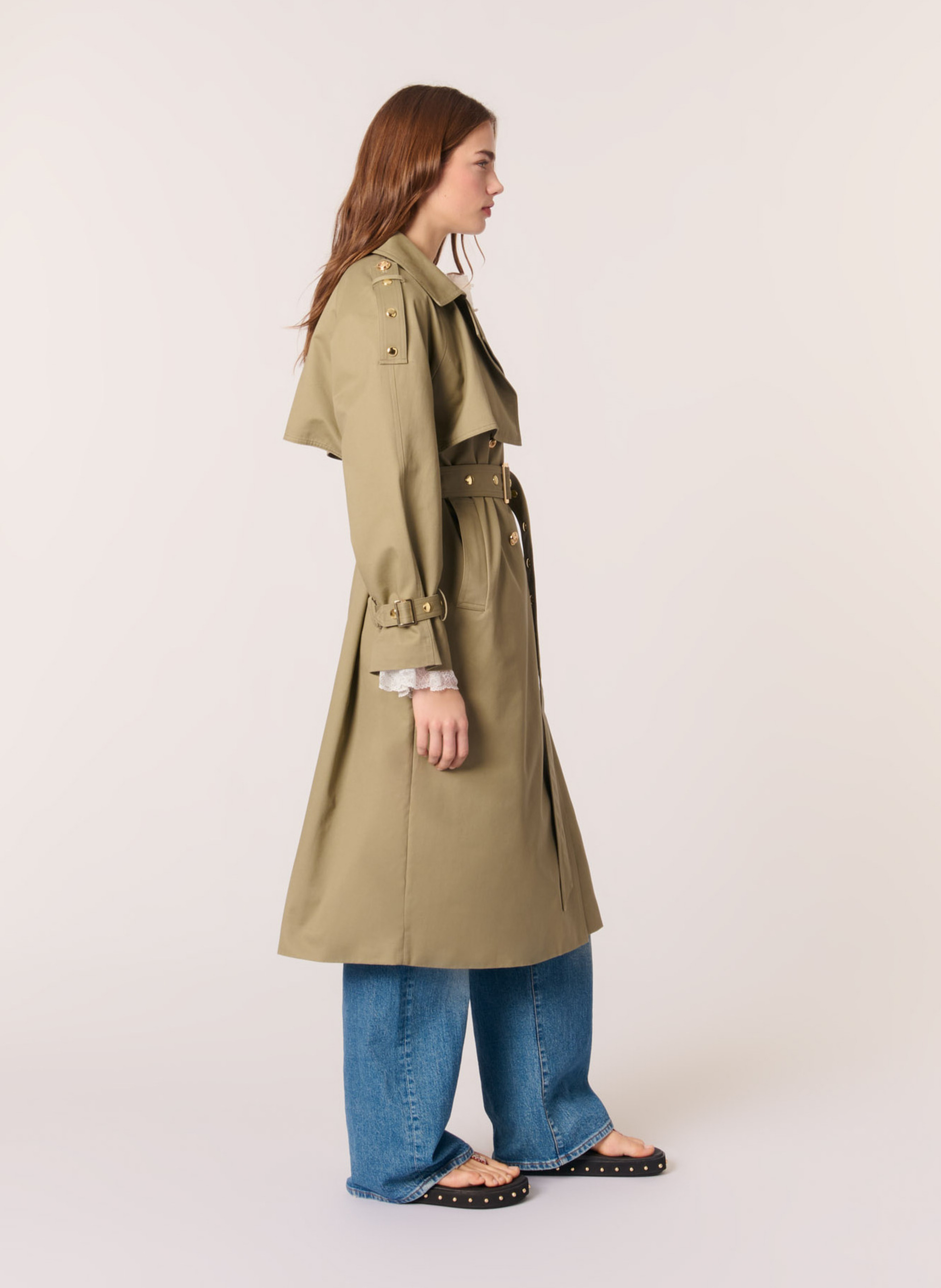 Trench cintrée en coton  MAJE Kaki