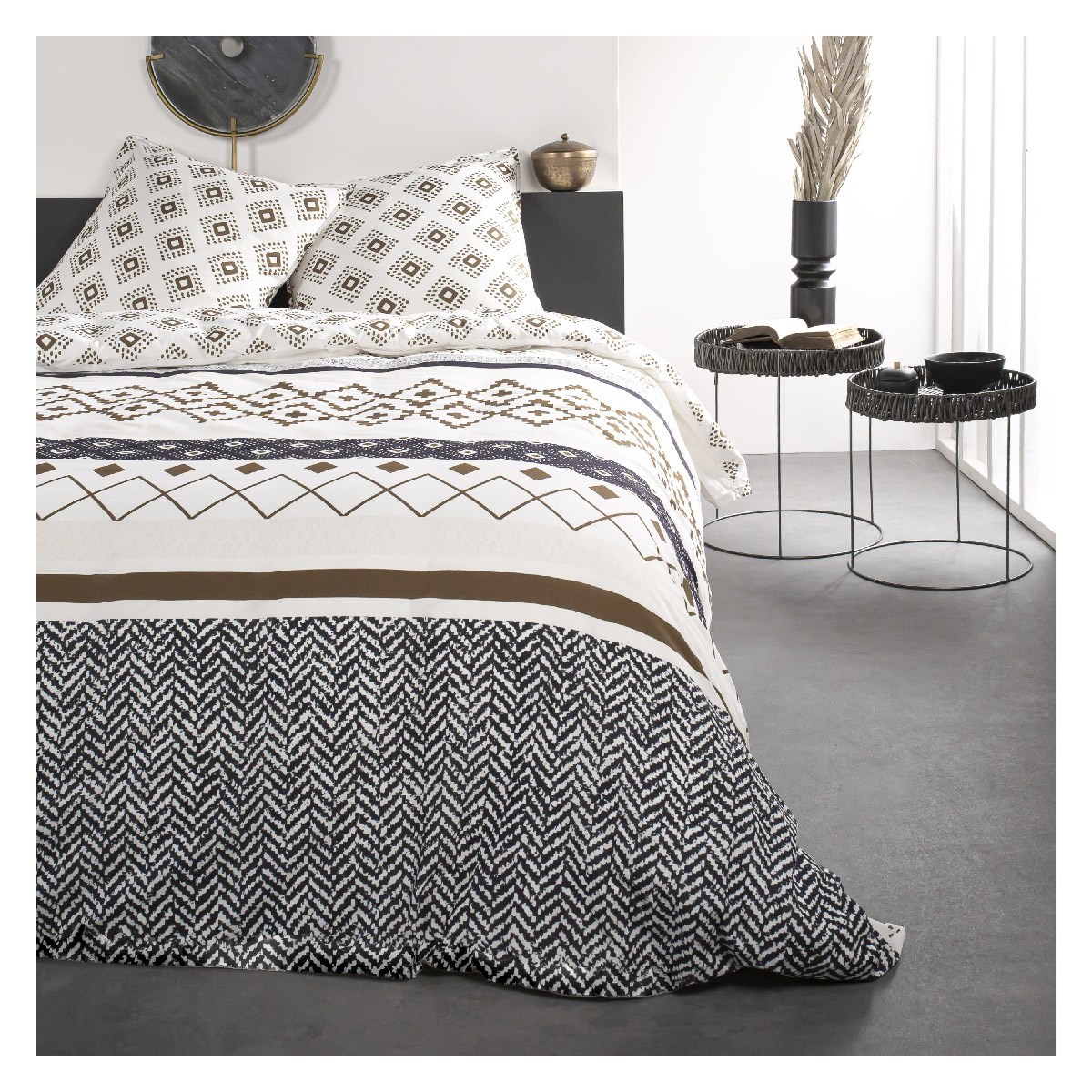 Ethnic printed cotton bedding set TODAY LINGE DE MAISON White
