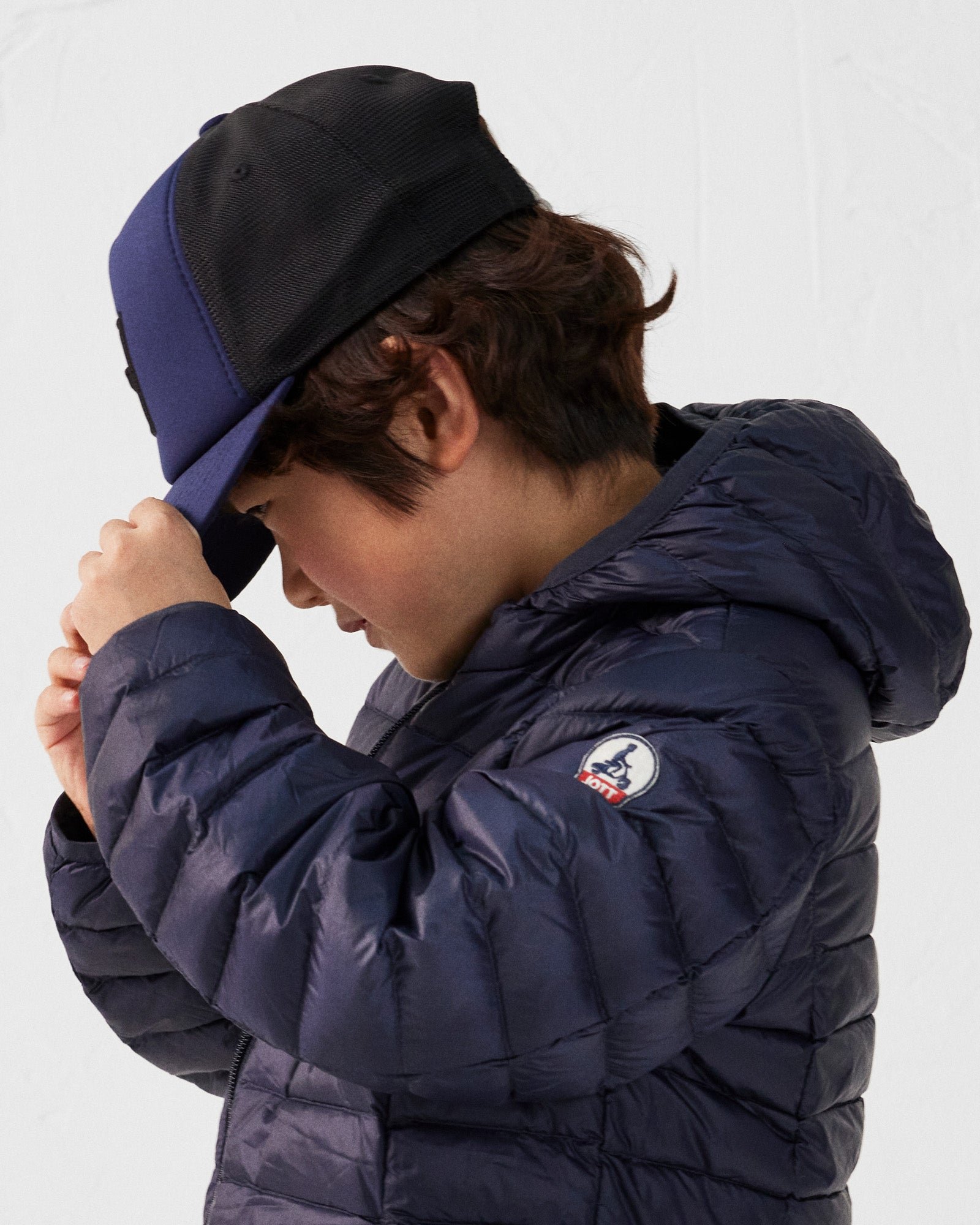 Hugo lightweight hooded child's puffer coat JOTT Blue