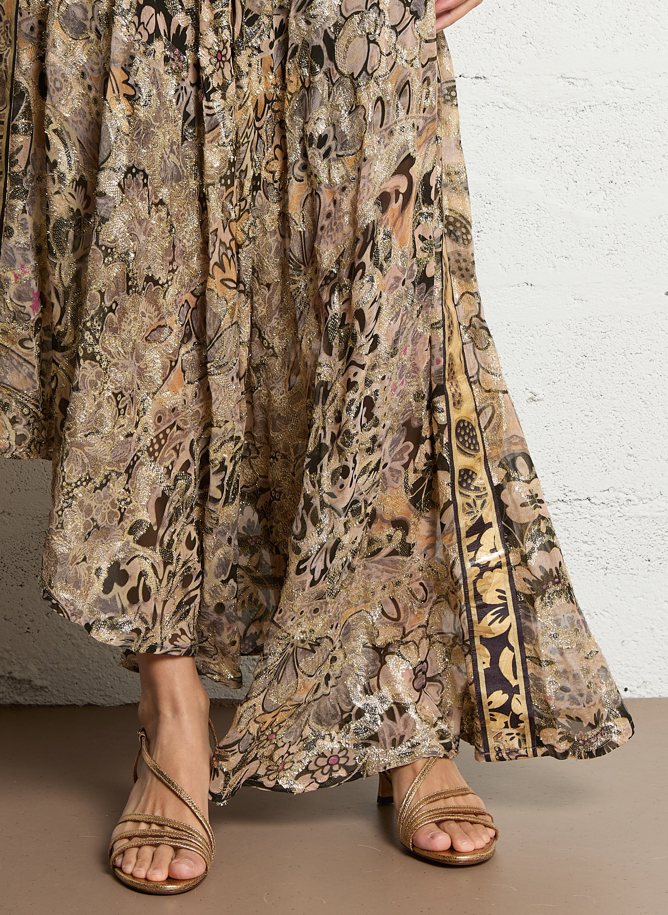 Printed asymmetric midi skirt MES DEMOISELLES Golden