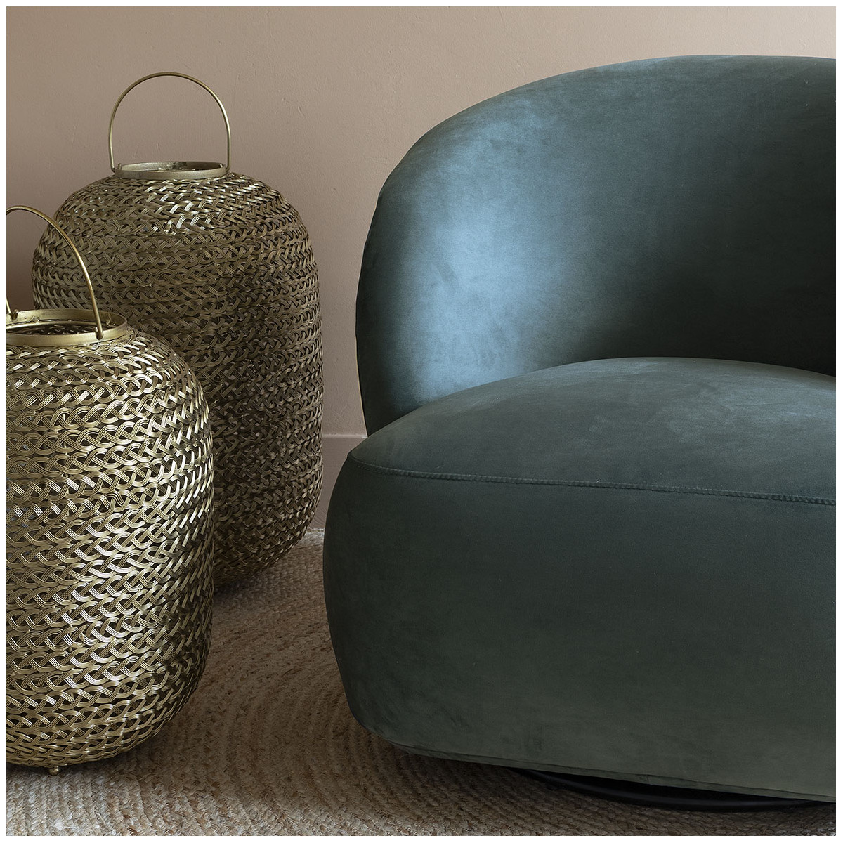 Woven metal lantern BLANC D'IVOIRE Golden