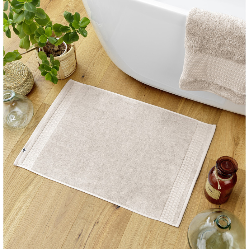 100% combed cotton bath mat L'EFFET PAPILLON Beige