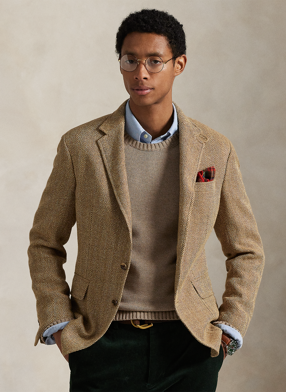 Katoenen tricottrui met ronde hals en fantasieprint POLO RALPH LAUREN Bruin