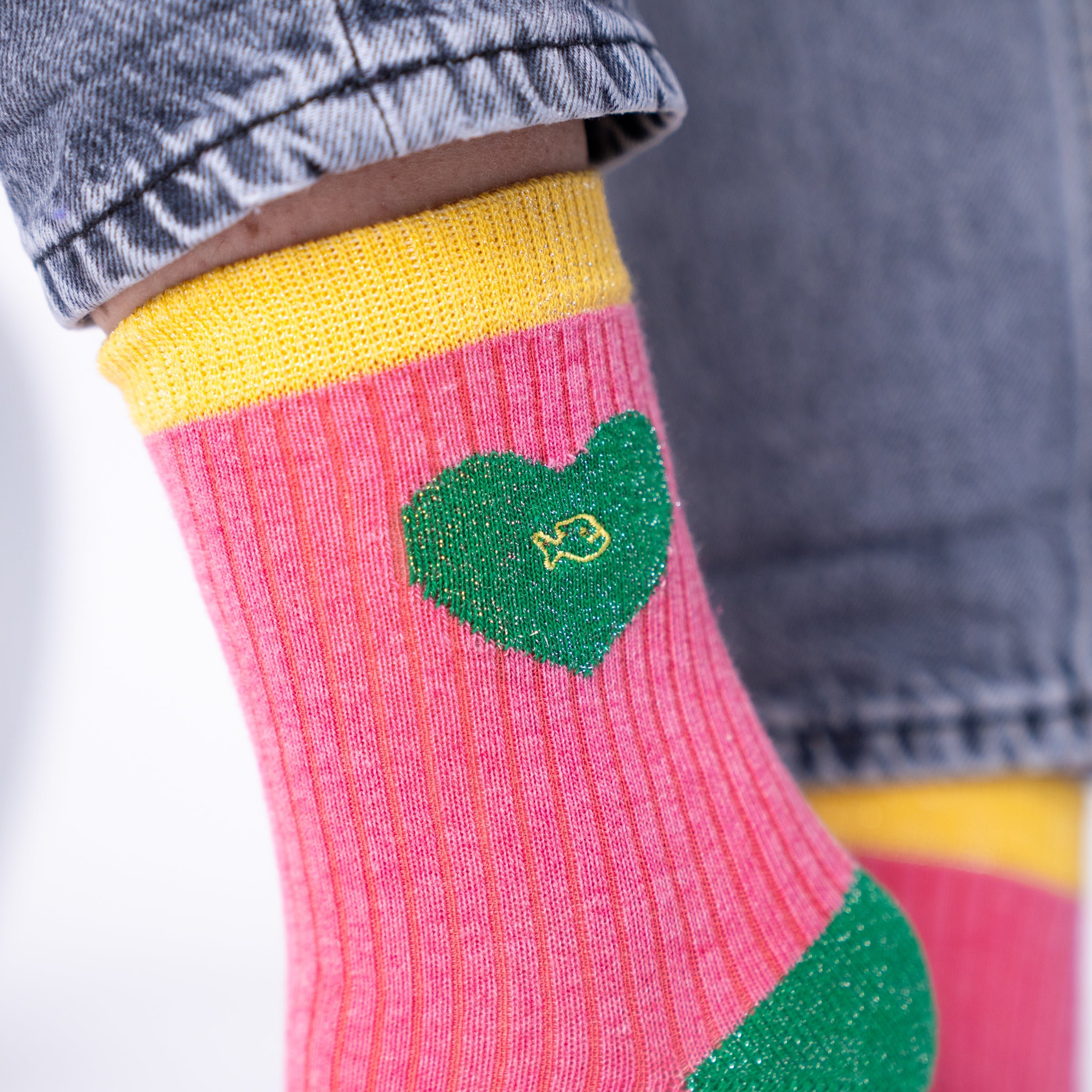 Combed cotton heart socks BILLYBELT Pink