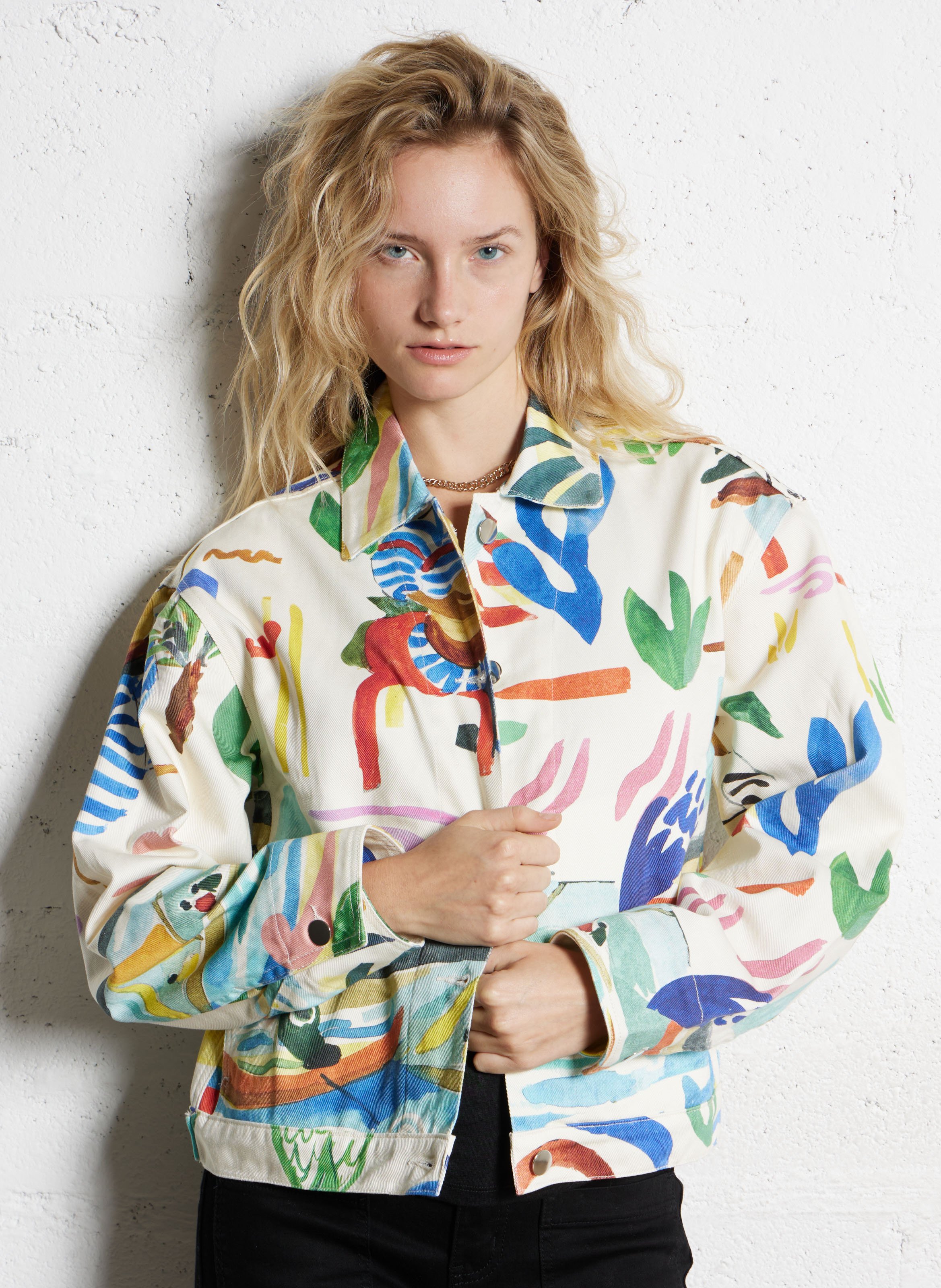 Jeansjacke aus Baumwolle mit Print G.KERO Mehrfarbig