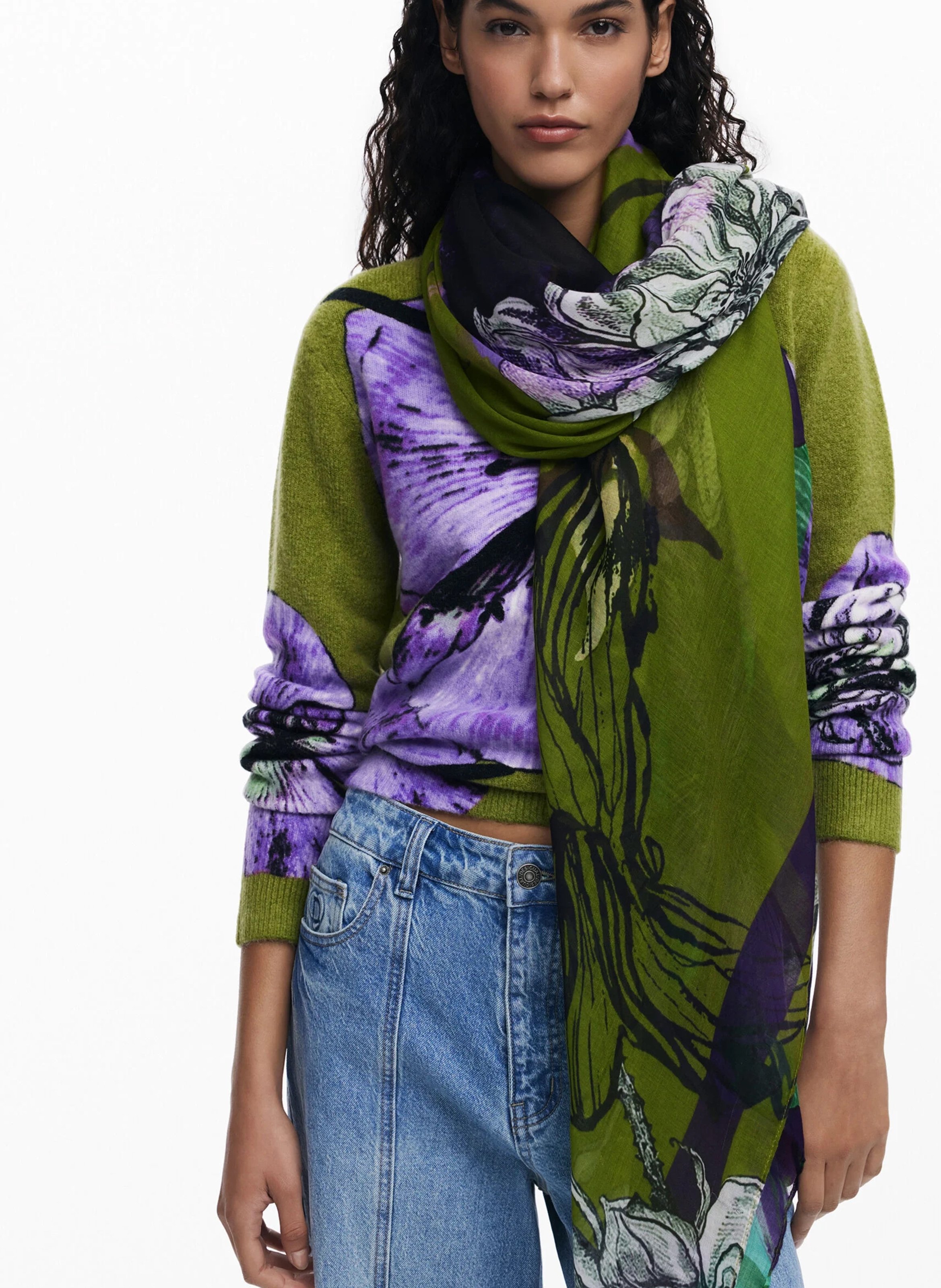 Foulard à imprimé floral DESIGUAL Vert